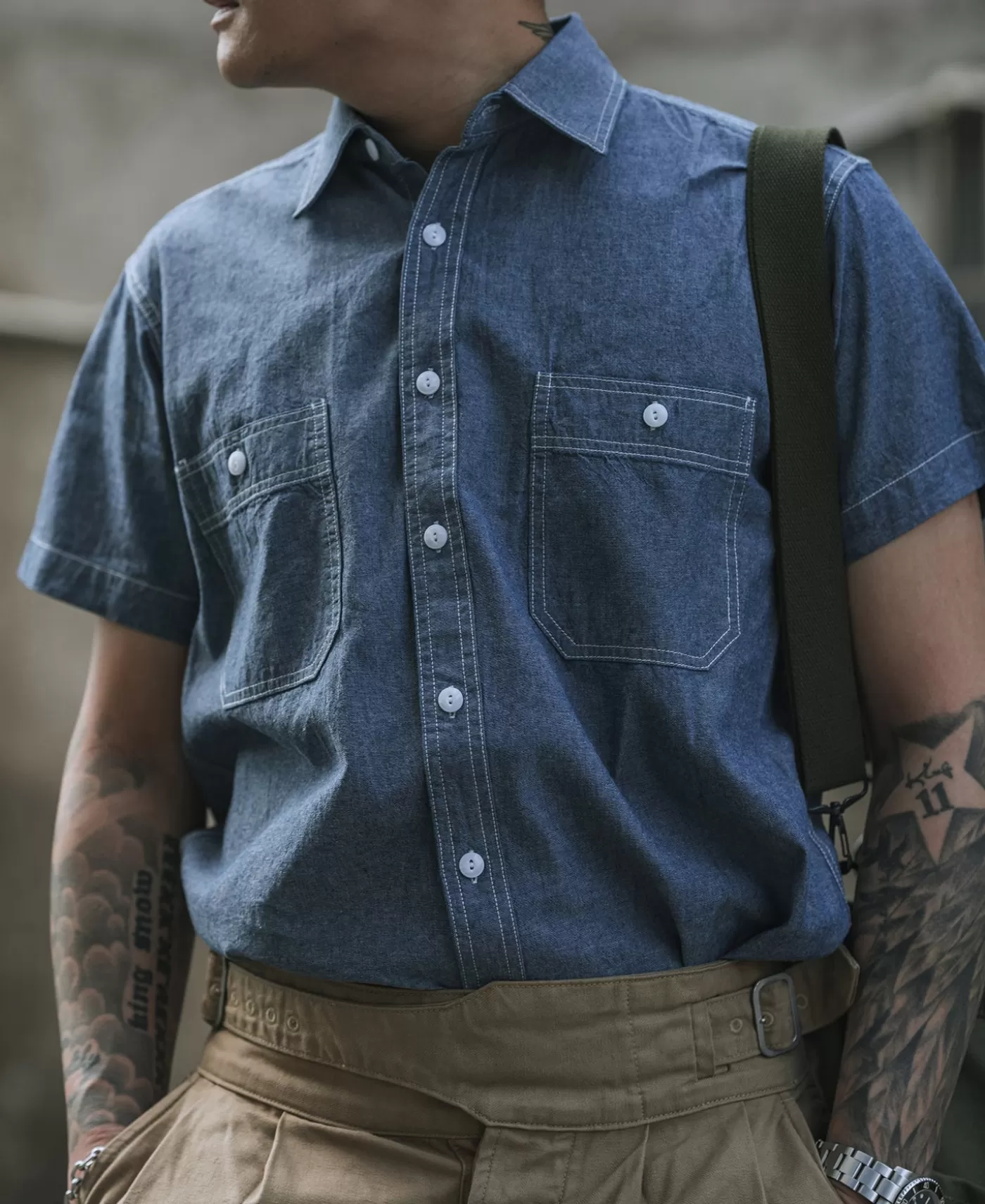 chambray_short_sleeve_work_shirt_2.webp Hot Chambray Short Sleeve Work Shirt Short Sleeve Shirts