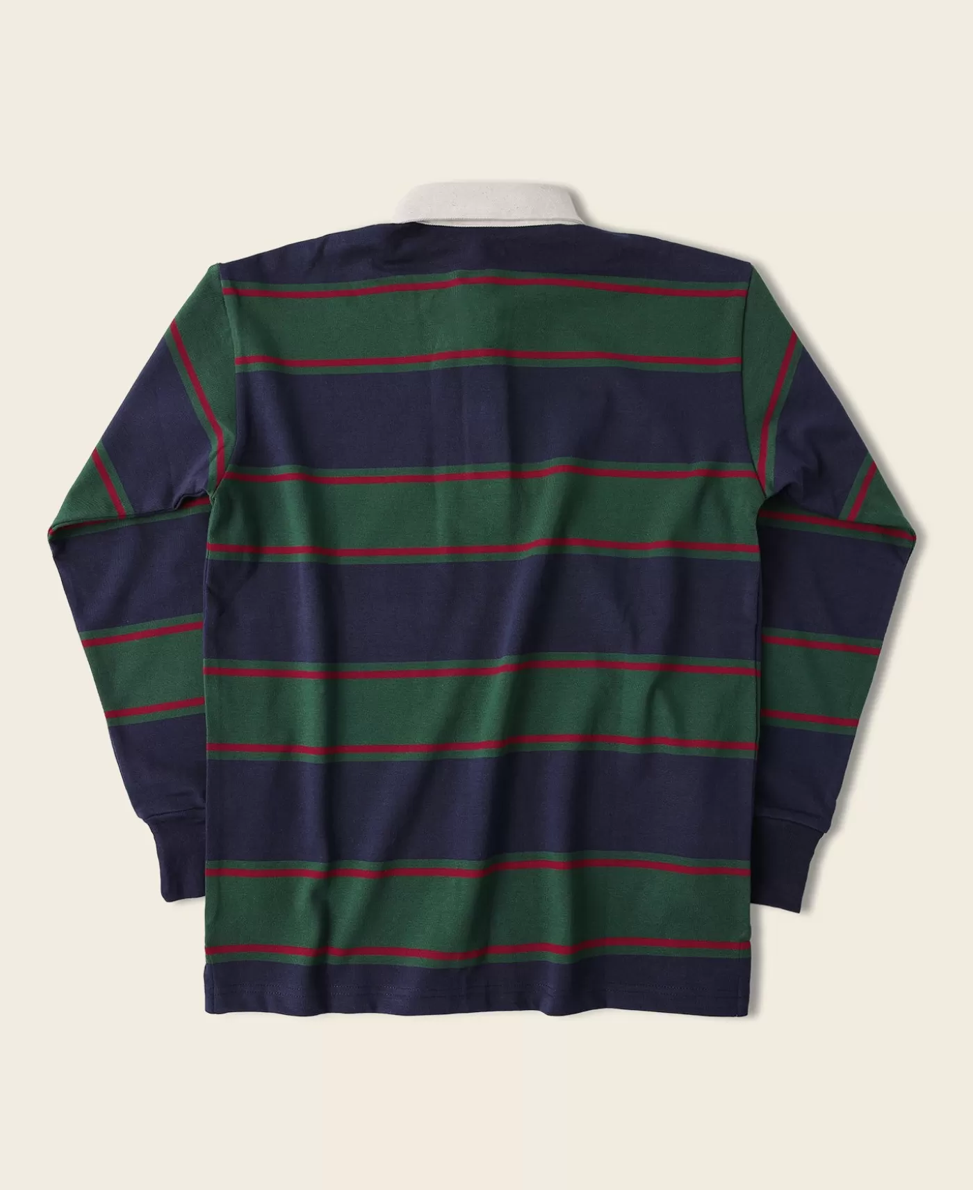 Fashion Classic Fit Striped Jersey Rugby Shirt - Green/Navy/Red Long Sleeve T-Shirts