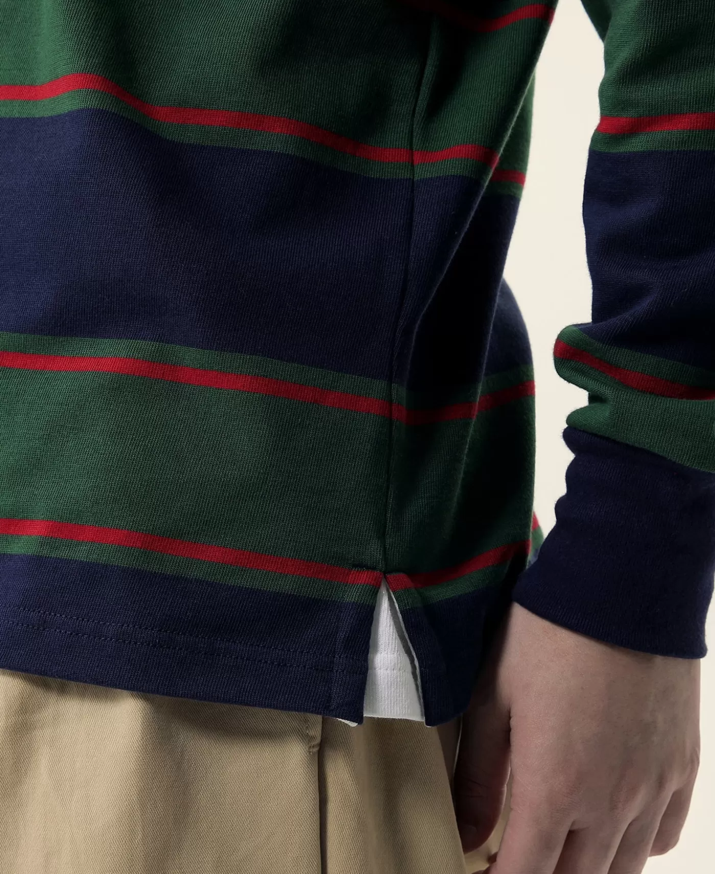 classic_fit_striped_jersey_rugby_shirt__greennavyred_6.webp Fashion Classic Fit Striped Jersey Rugby Shirt - Green/Navy/Red Long Sleeve T-Shirts