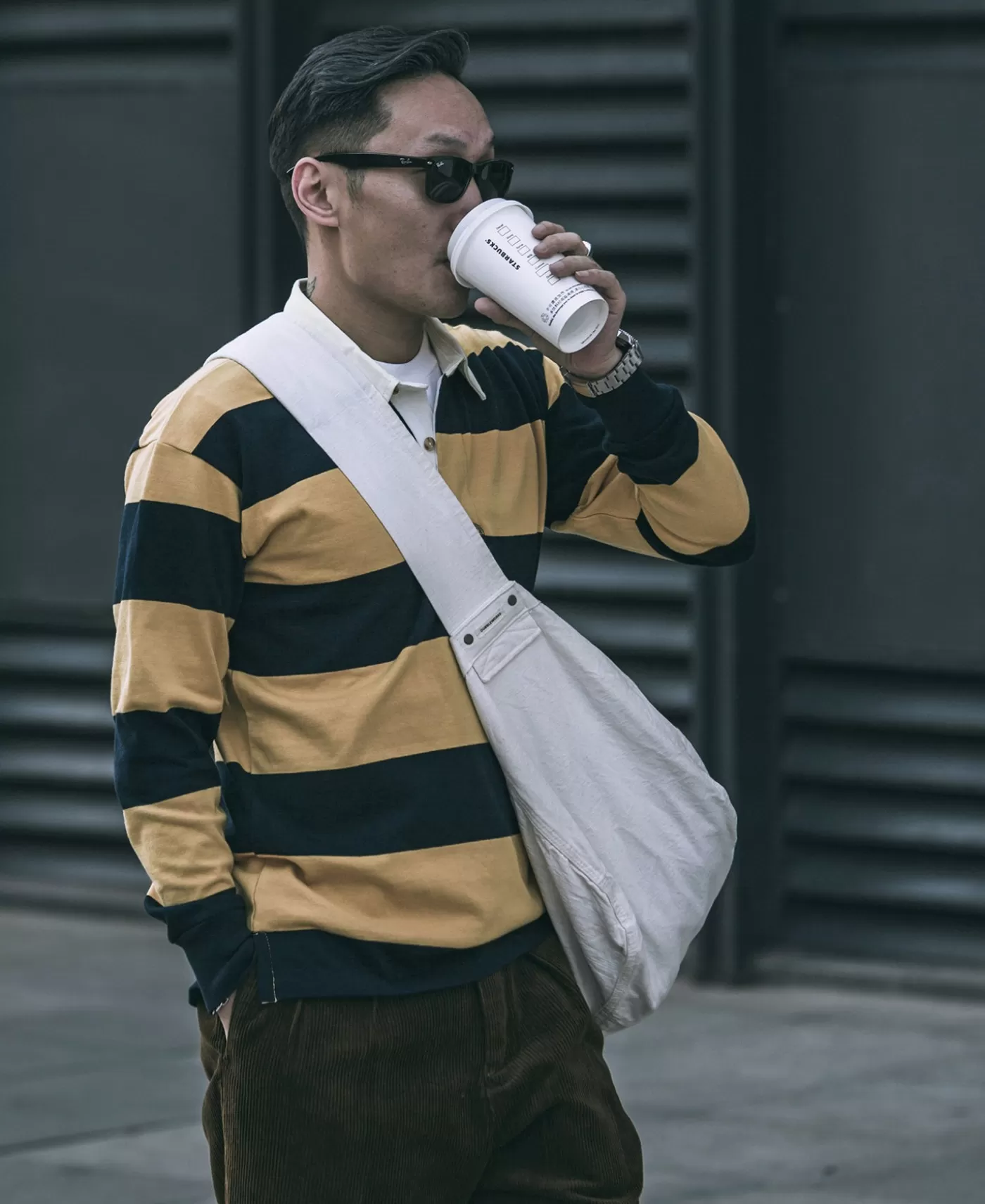 classic_fit_striped_jersey_rugby_shirt__yellownavy_3.webp Clearance Classic Fit Striped Jersey Rugby Shirt - Long Sleeve T-Shirts