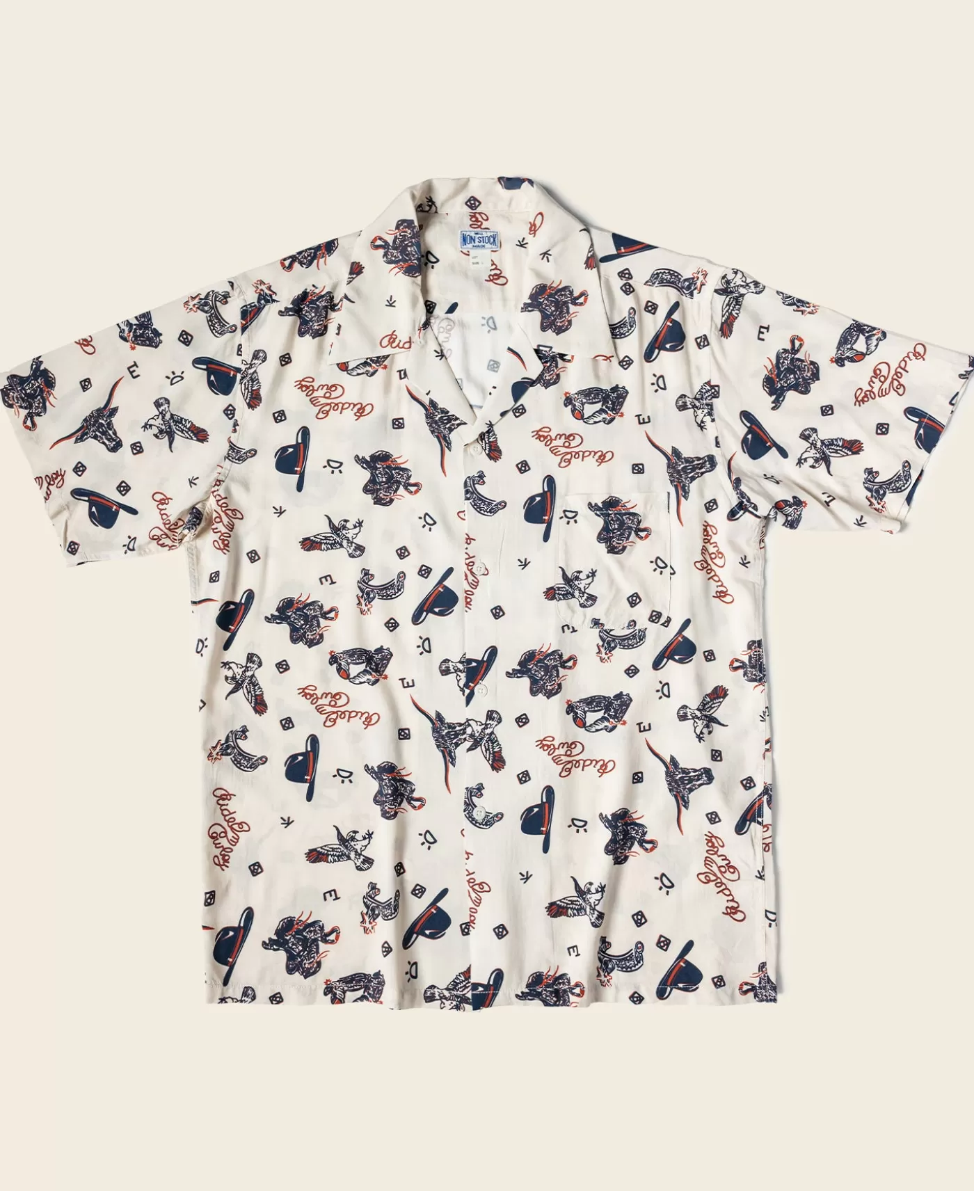 Outlet Cowboy Symbols Pattern Cuban Collar Shirt - Short Sleeve Shirts