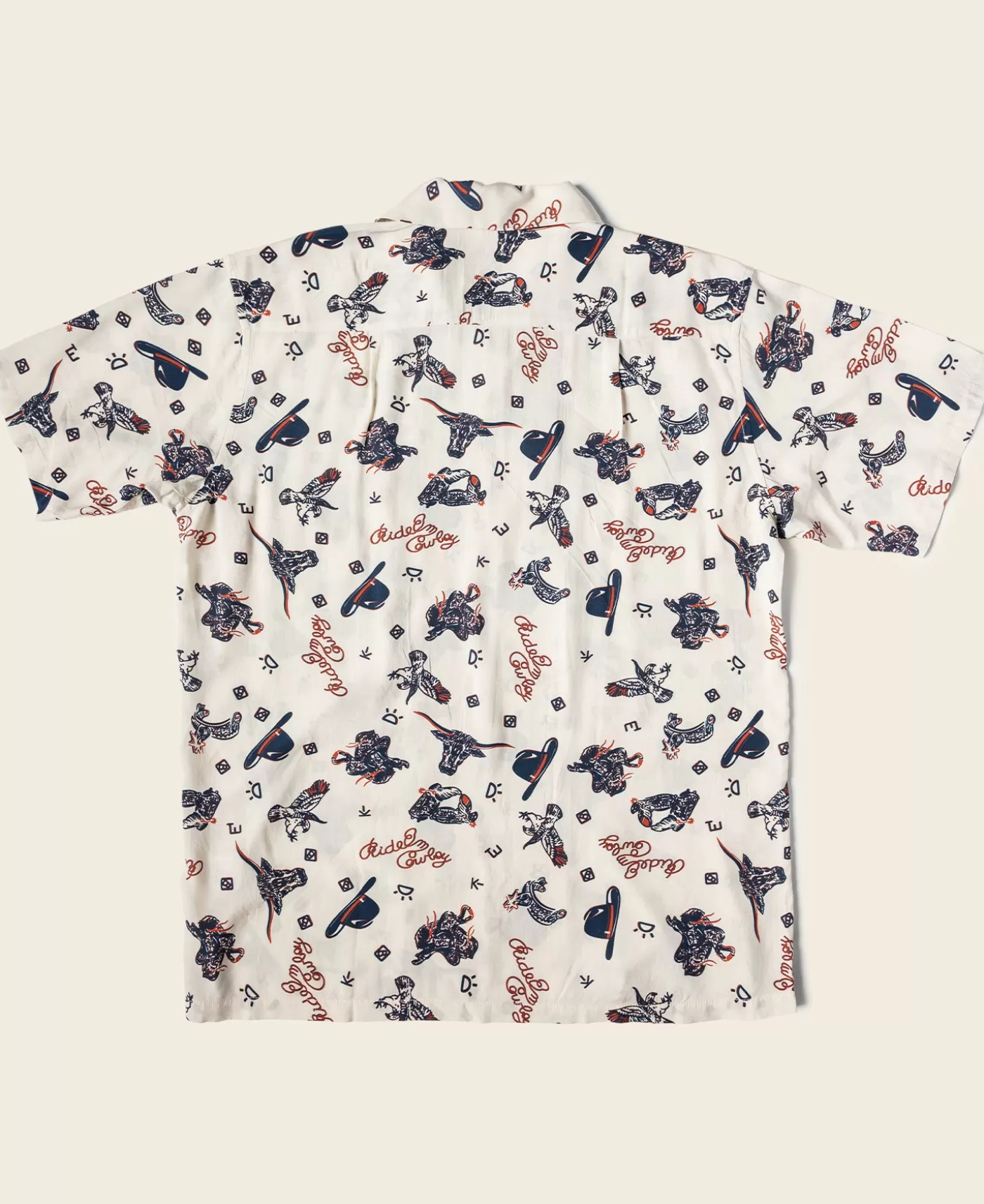 Outlet Cowboy Symbols Pattern Cuban Collar Shirt - Short Sleeve Shirts