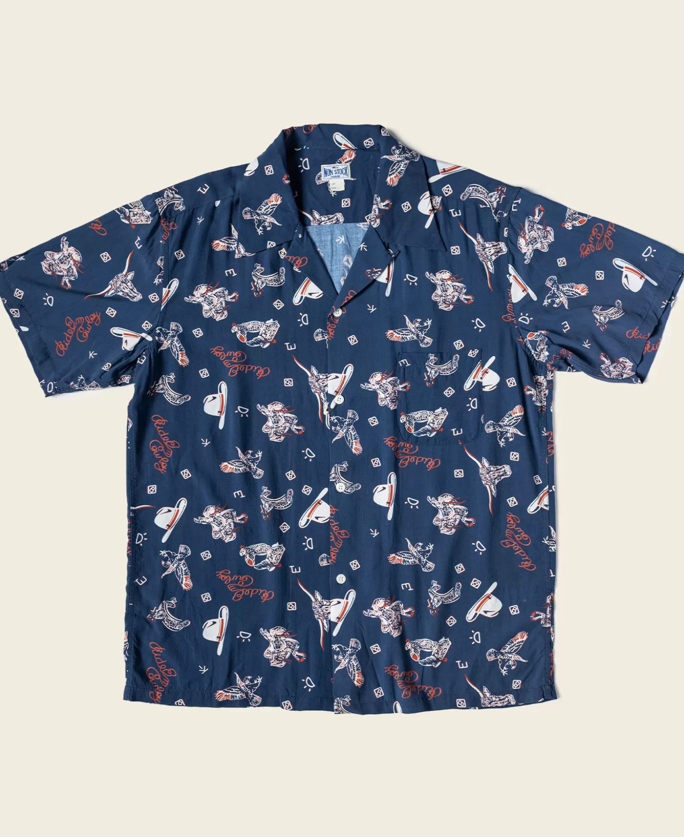 Shop Cowboy Symbols Pattern Cuban Collar Shirt - Short Sleeve Shirts