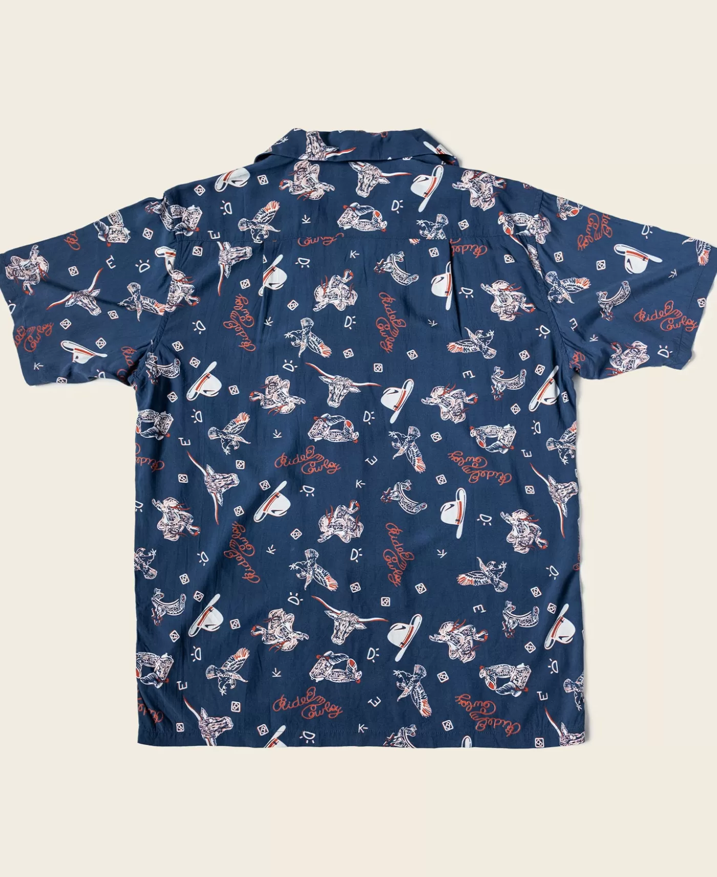 Shop Cowboy Symbols Pattern Cuban Collar Shirt - Short Sleeve Shirts
