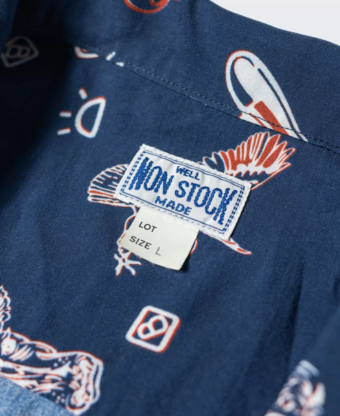 cowboy_symbols_pattern_cuban_collar_shirt__navy_7.webp Shop Cowboy Symbols Pattern Cuban Collar Shirt - Short Sleeve Shirts