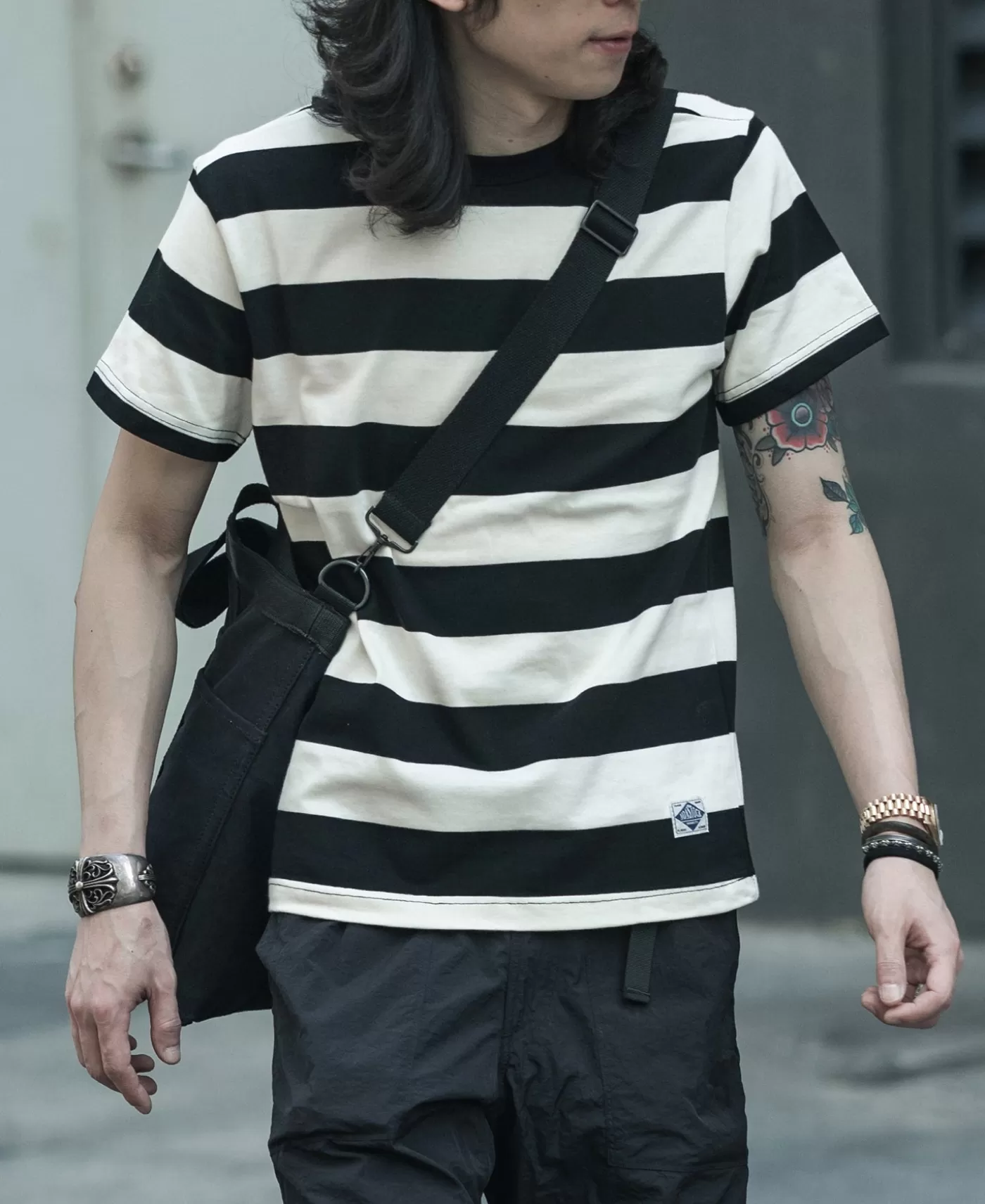 heavyweight_cotton_wide_striped_tshirt__blackwhite_5.webp Discount Heavyweight Cotton Wide Striped T-Shirt - Short Sleeve T-Shirts