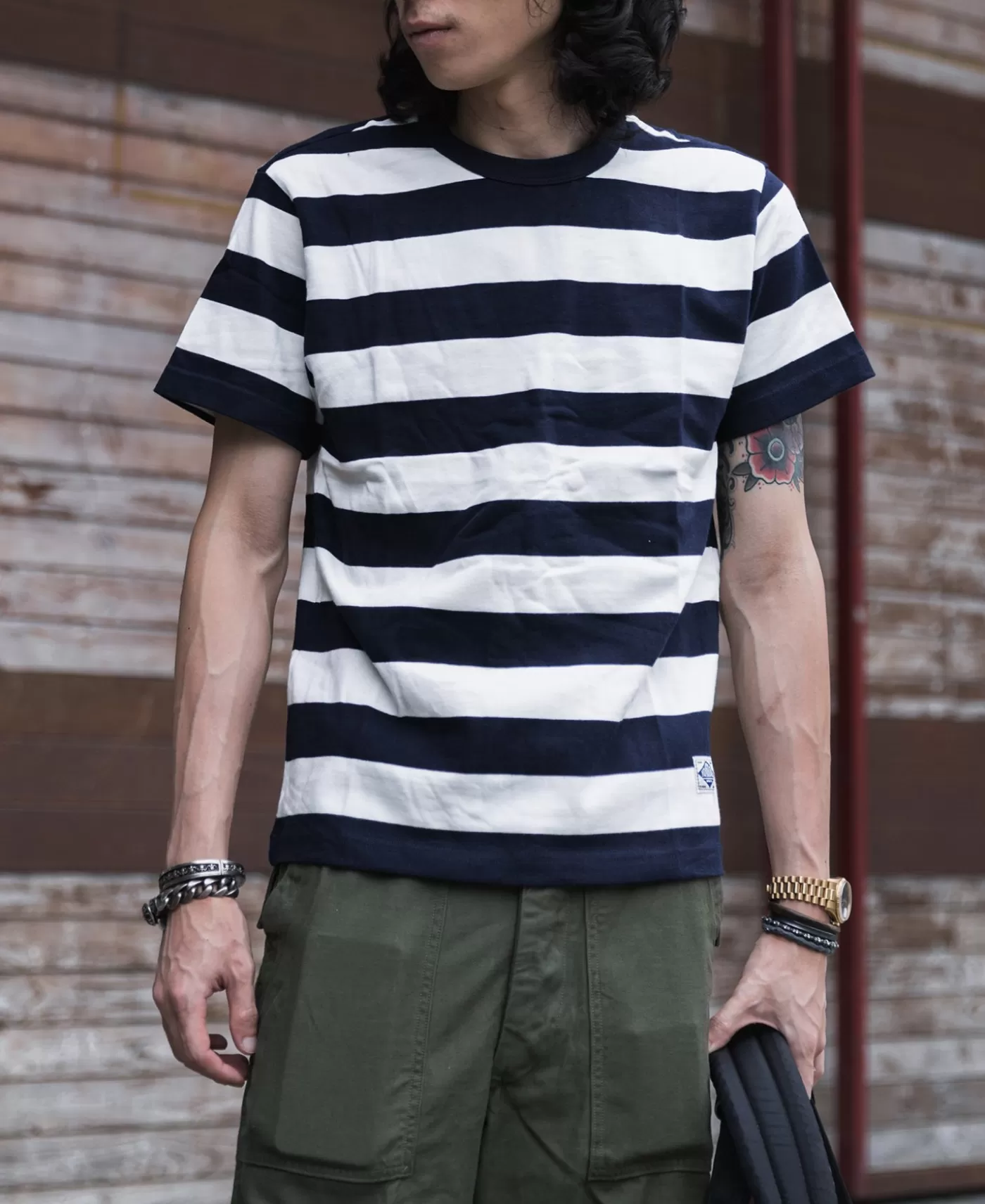 heavyweight_cotton_wide_striped_tshirt__bluewhite_2.webp Store Heavyweight Cotton Wide Striped T-Shirt - Short Sleeve T-Shirts