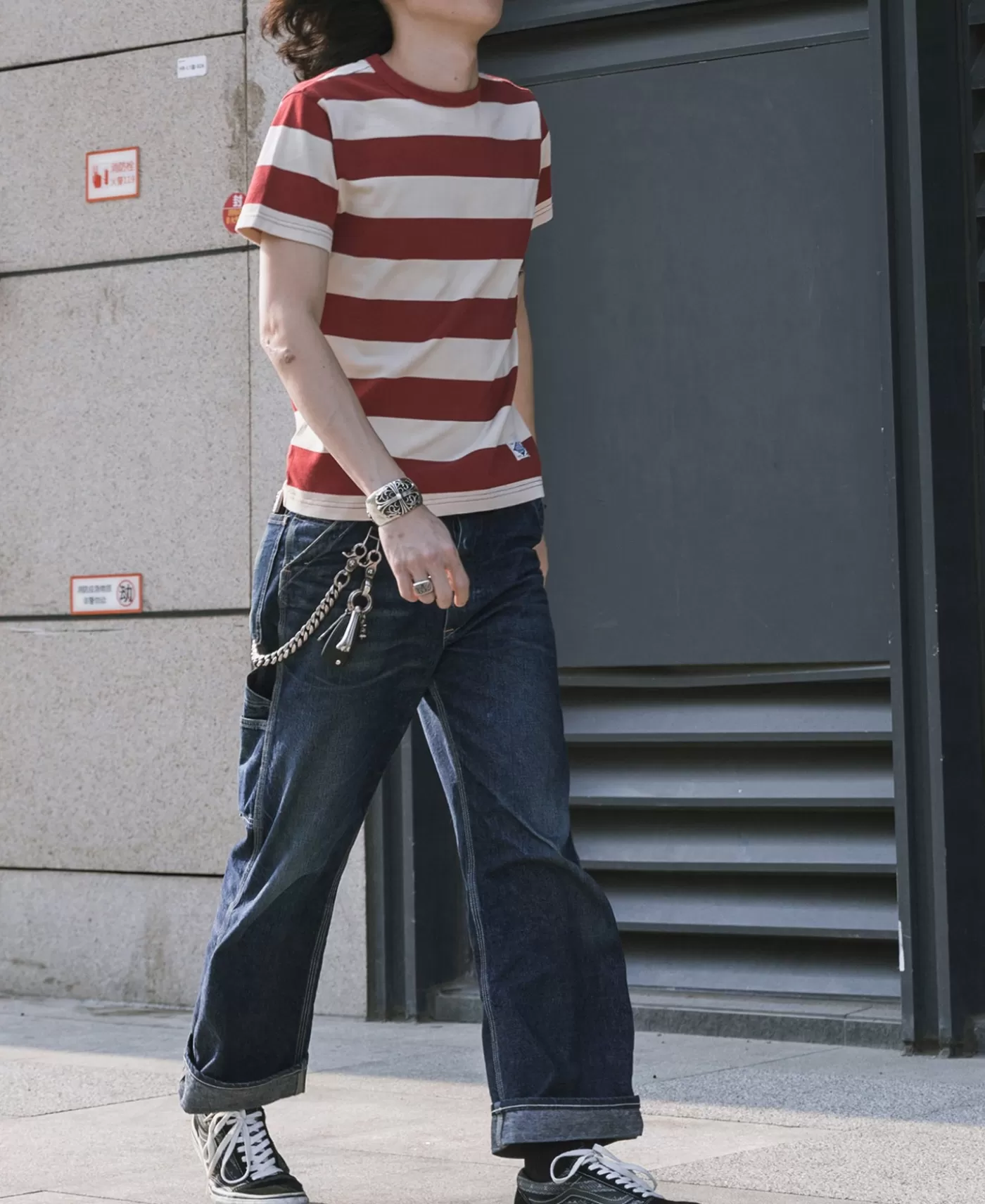 heavyweight_cotton_wide_striped_tshirt__redapricot_2.webp Cheap Heavyweight Cotton Wide Striped T-Shirt - Short Sleeve T-Shirts