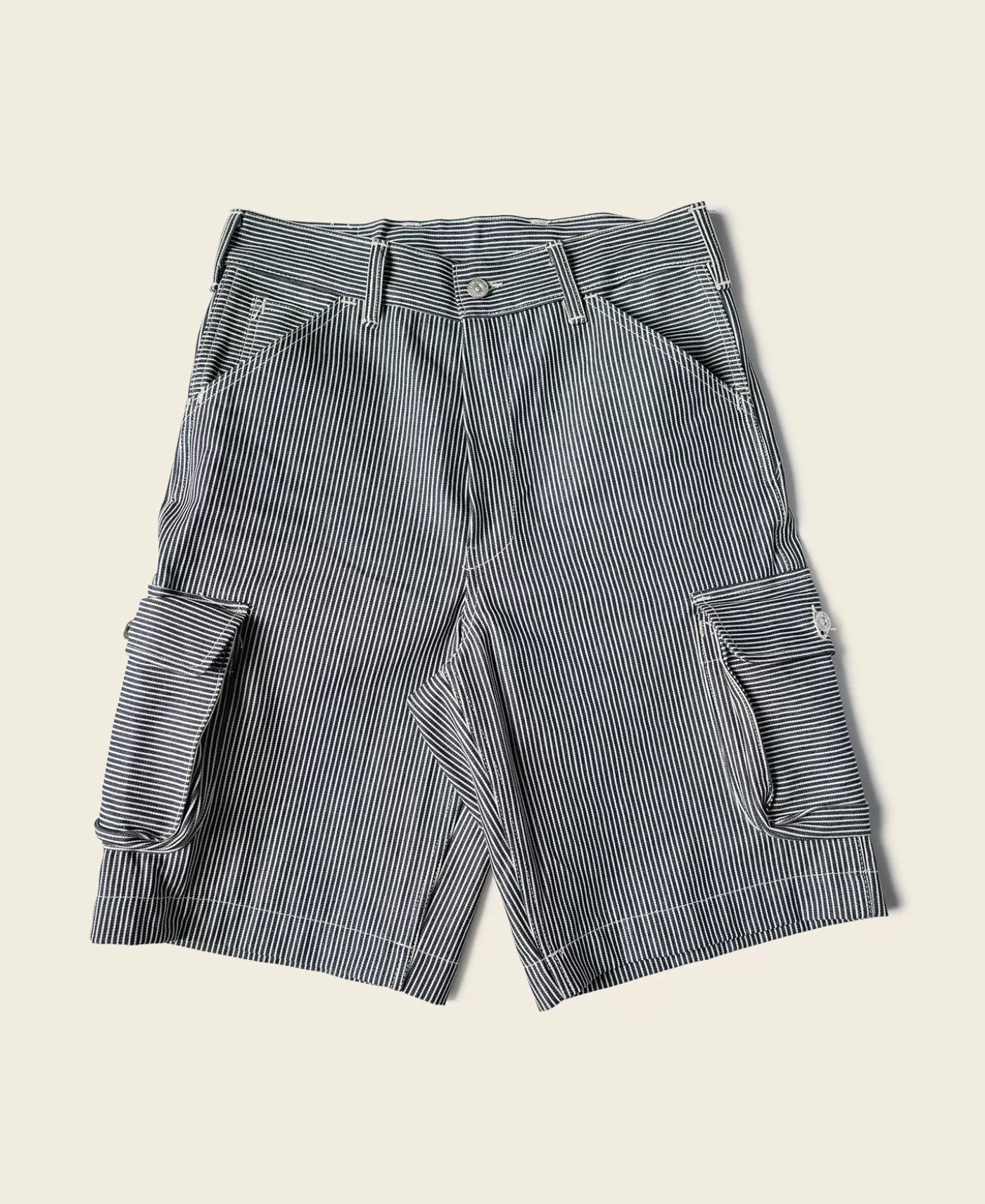 Best Sale Hickory Stripe Cotton Cargo Shorts Shorts