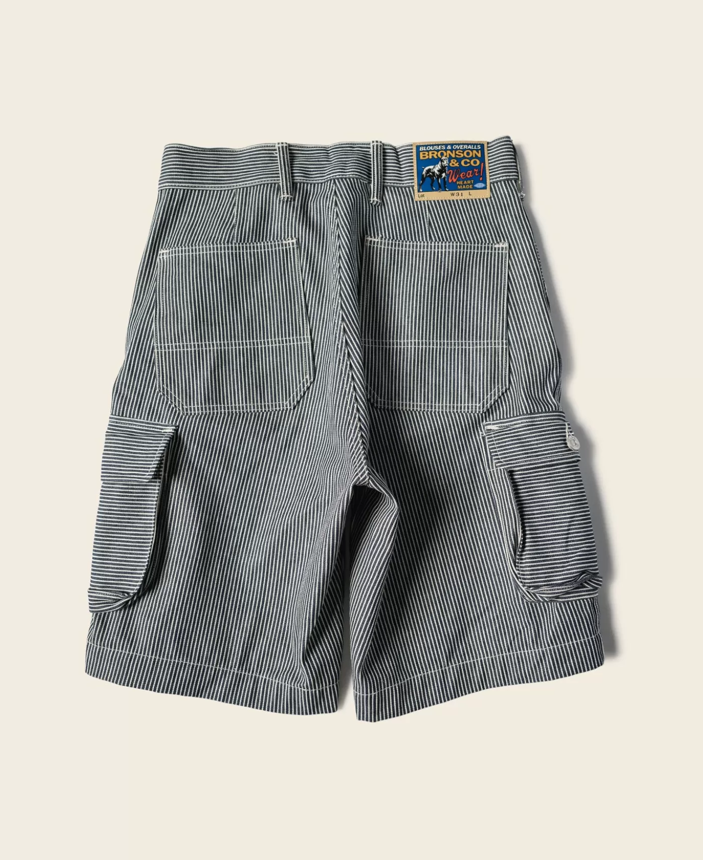 Best Sale Hickory Stripe Cotton Cargo Shorts Shorts