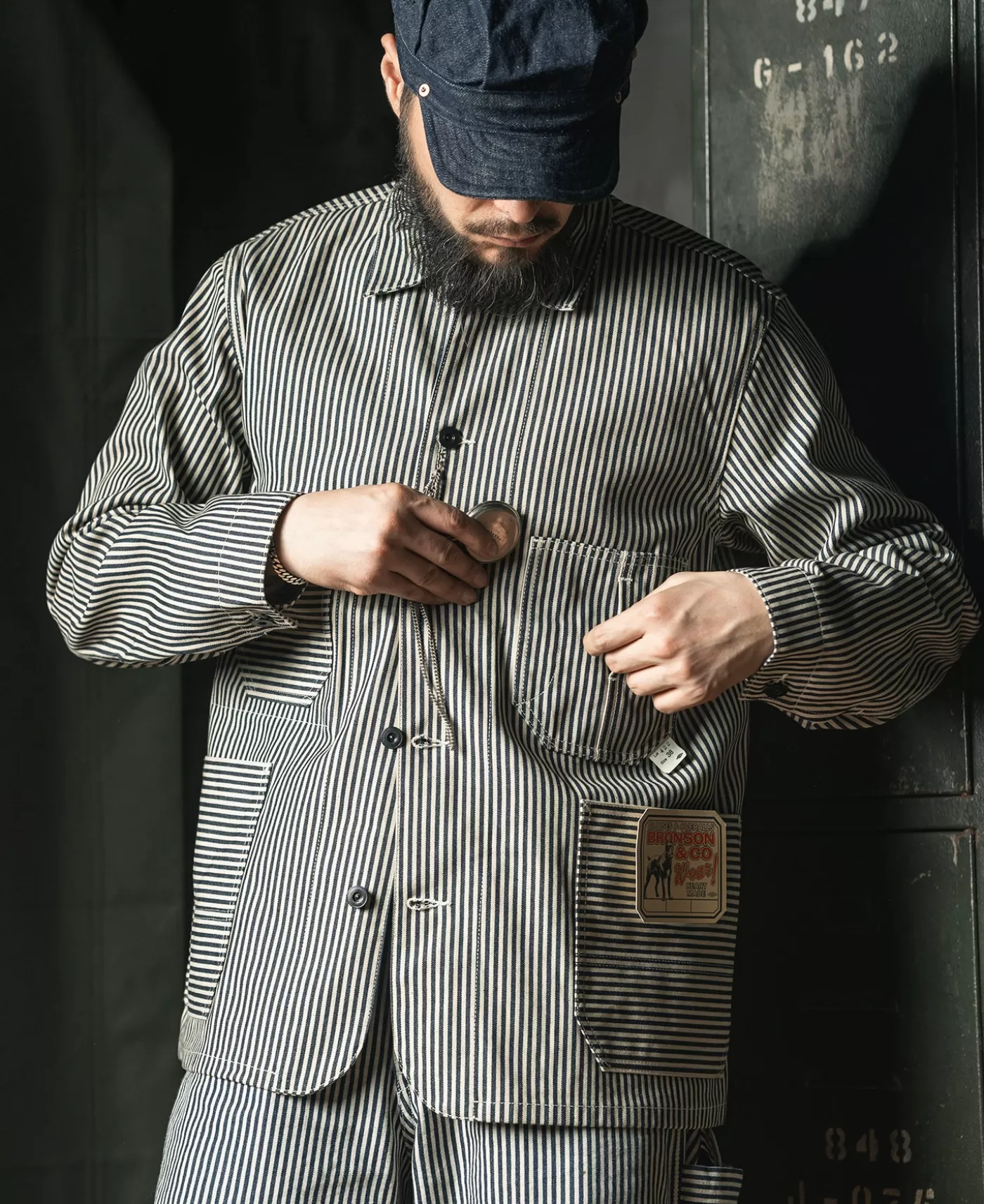 lot__express_stripe_chore_coat_4.webp Cheap Lot 422 Express Stripe Chore Coat Jackets & Coats