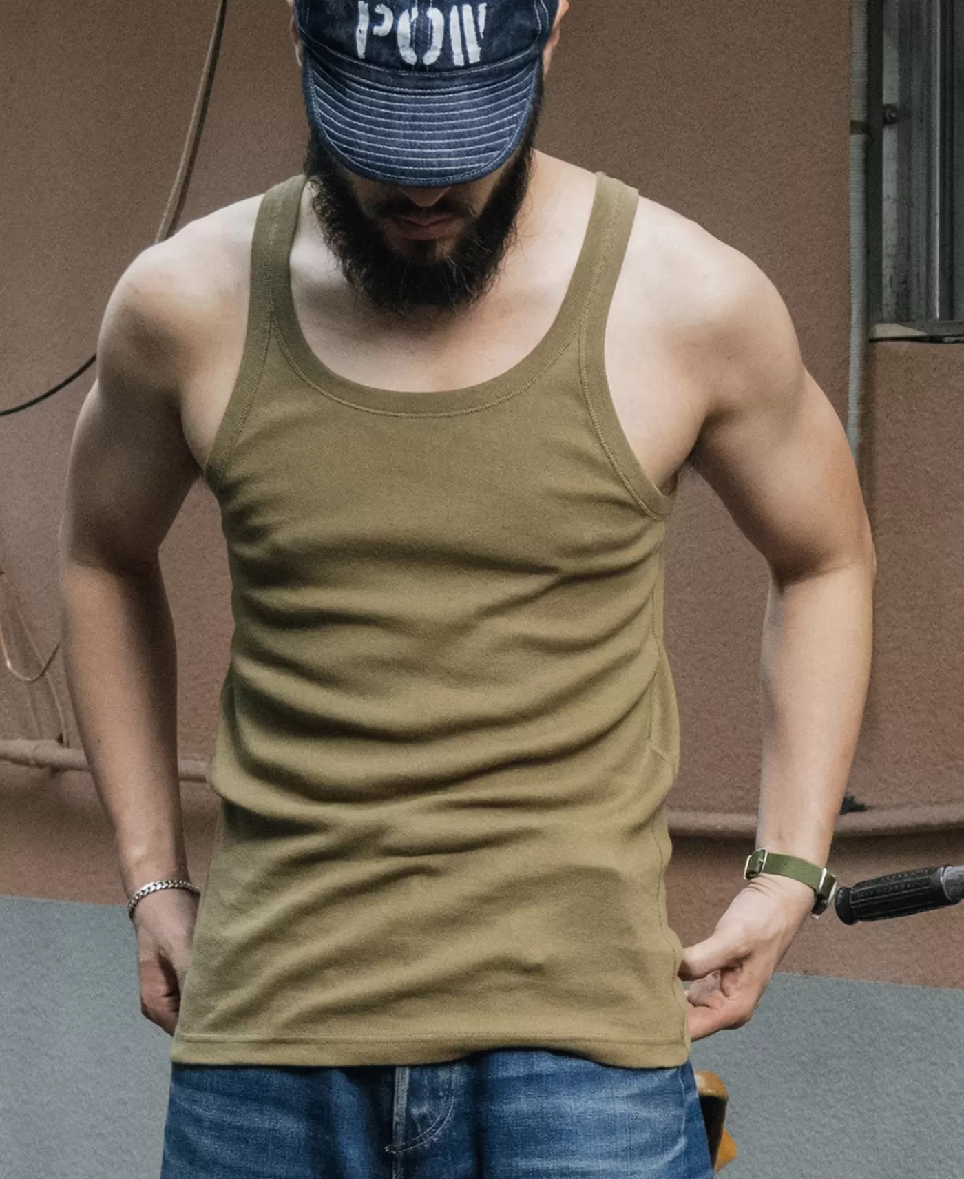 military_cotton_tank_top__olive_2.webp Discount Military Cotton Tank Top - Underwear