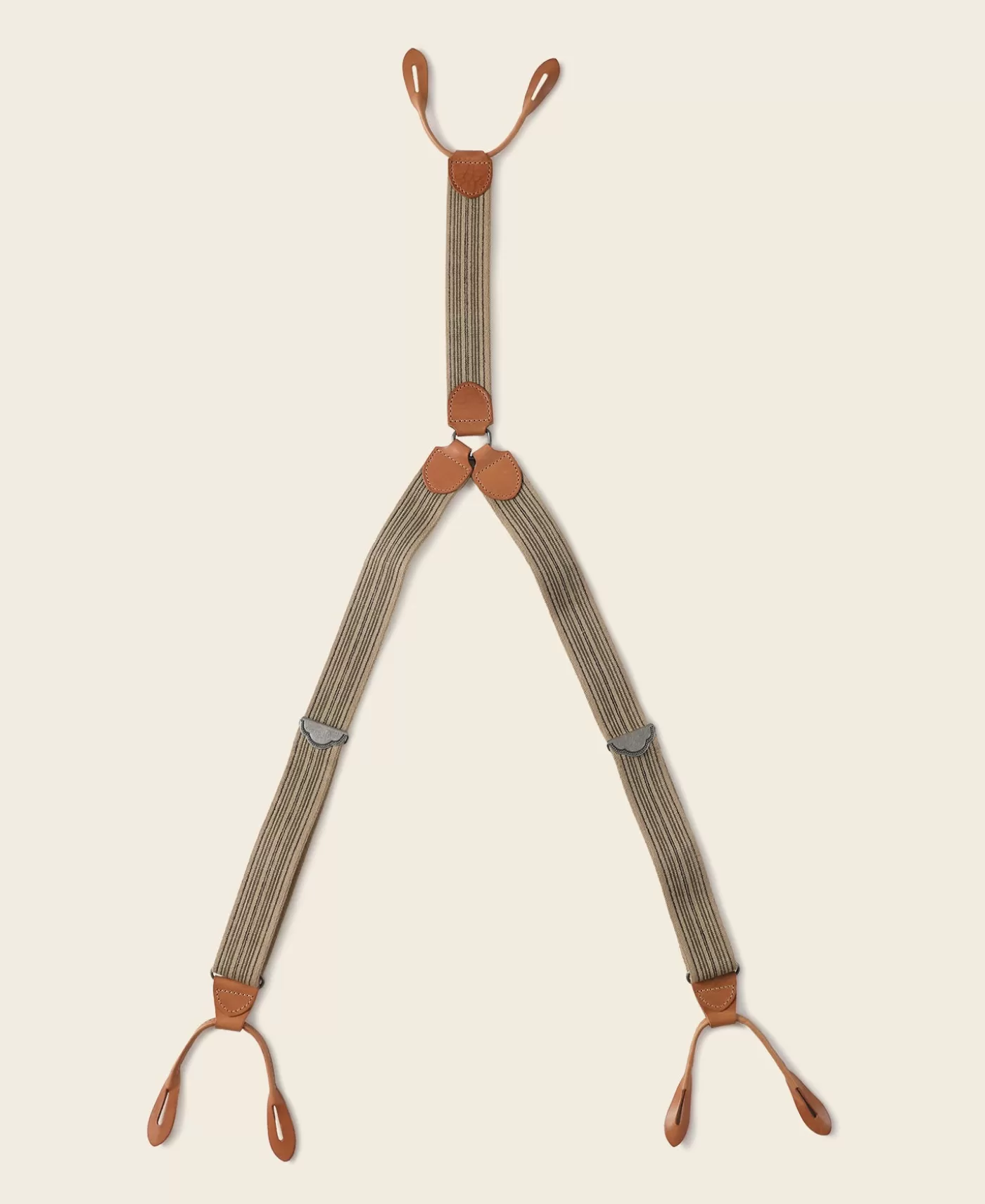 Hot Old-Time Y-Back Leather Button Suspenders - Others