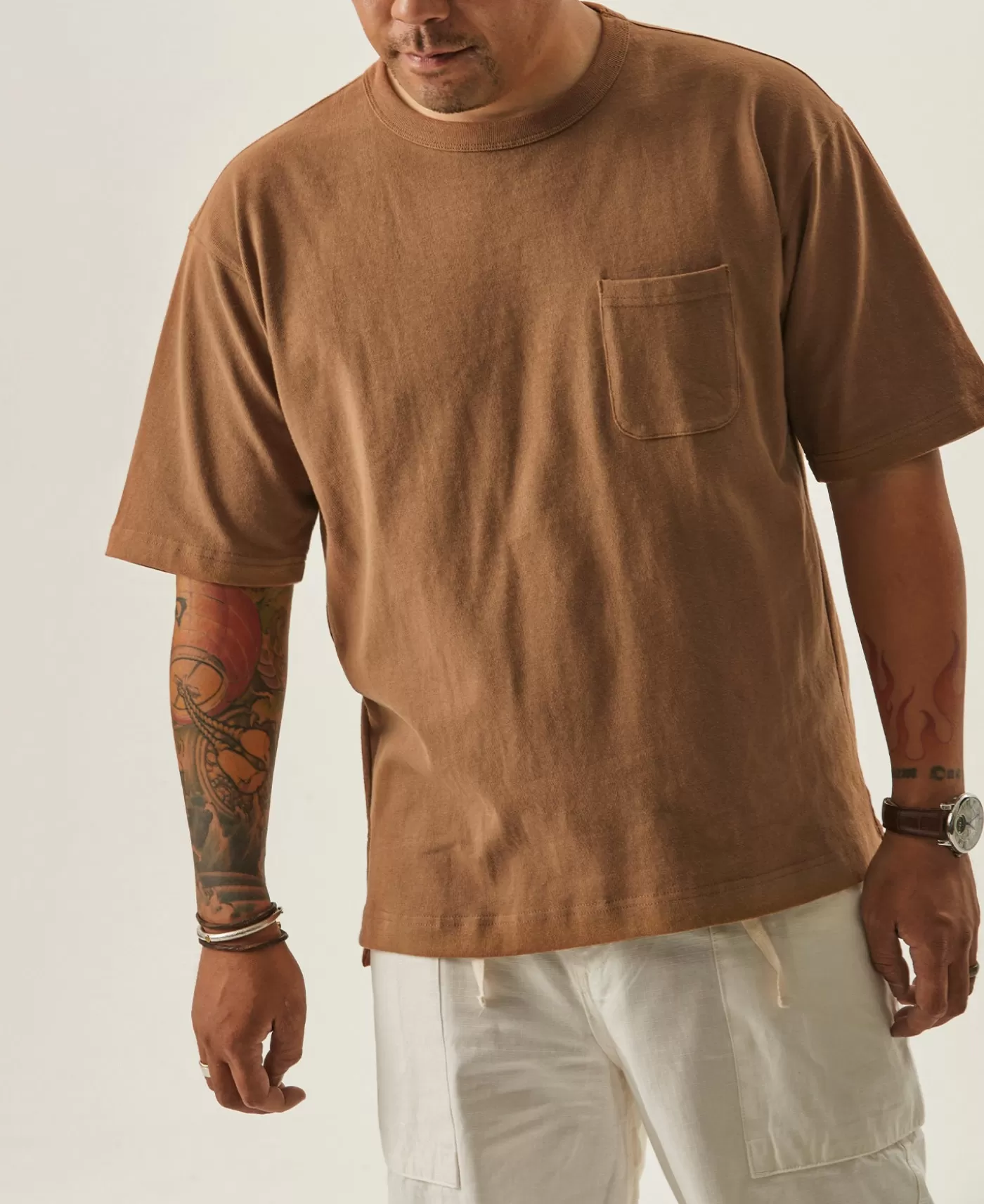 oz_cotton_classic_pocket_tshirt__light_brown_3.webp Cheap 9.8 oz Cotton Classic Pocket T-Shirt - Short Sleeve T-Shirts