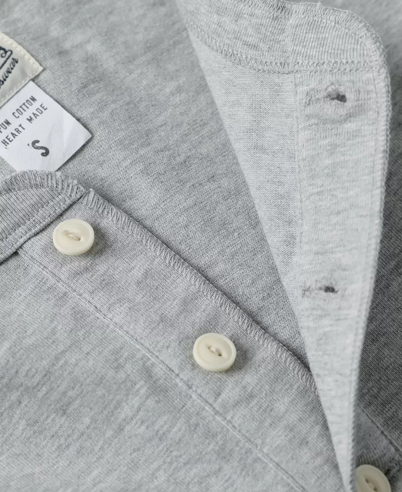 oz_cotton_short_sleeve_henley_tshirt__gray_7.webp Outlet 10.6 oz Cotton Short Sleeve Henley T-Shirt - Short Sleeve T-Shirts | Henleys