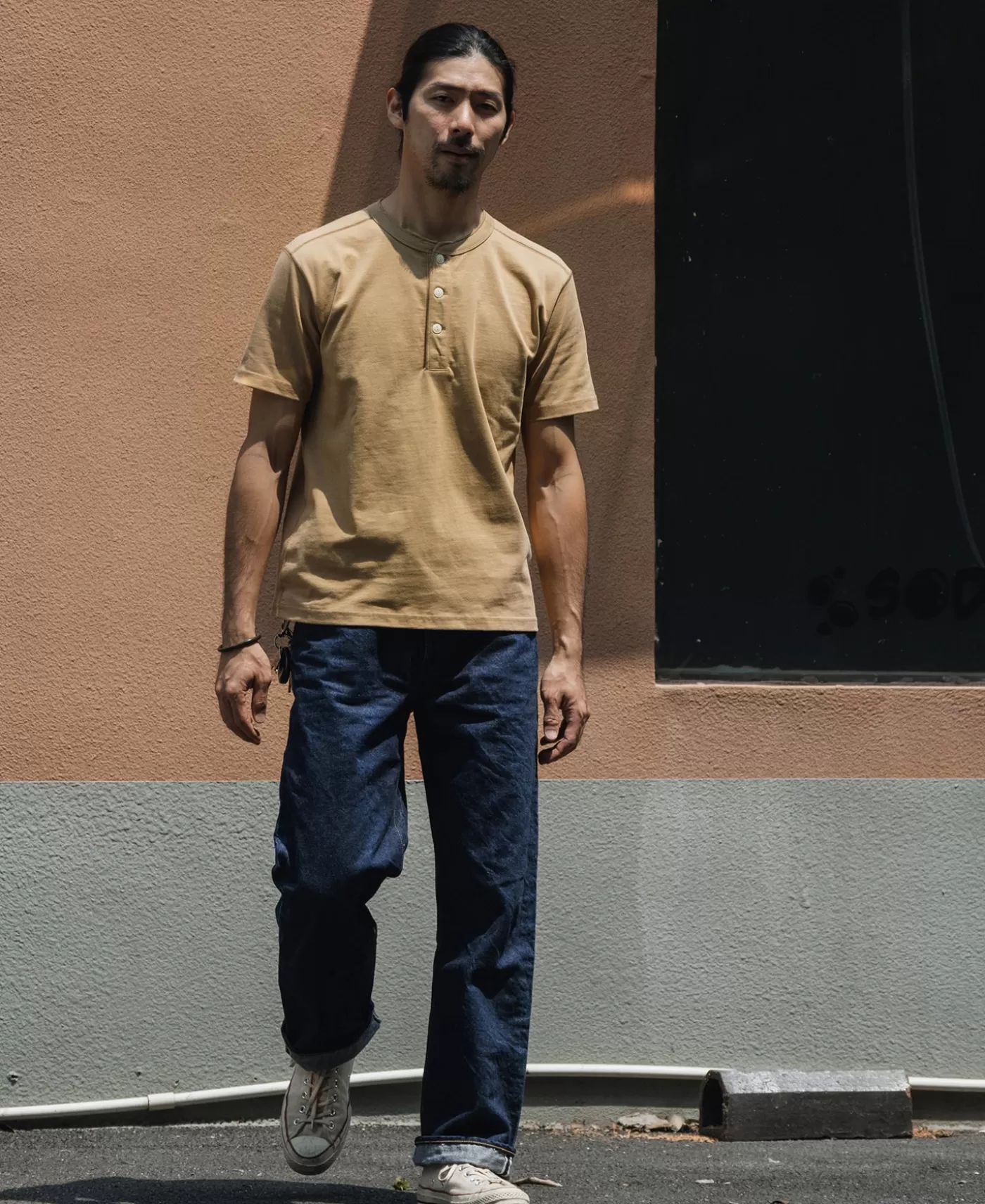 oz_cotton_short_sleeve_henley_tshirt__khaki_2.webp Best Sale 10.6 oz Cotton Short Sleeve Henley T-Shirt - Short Sleeve T-Shirts | Henleys