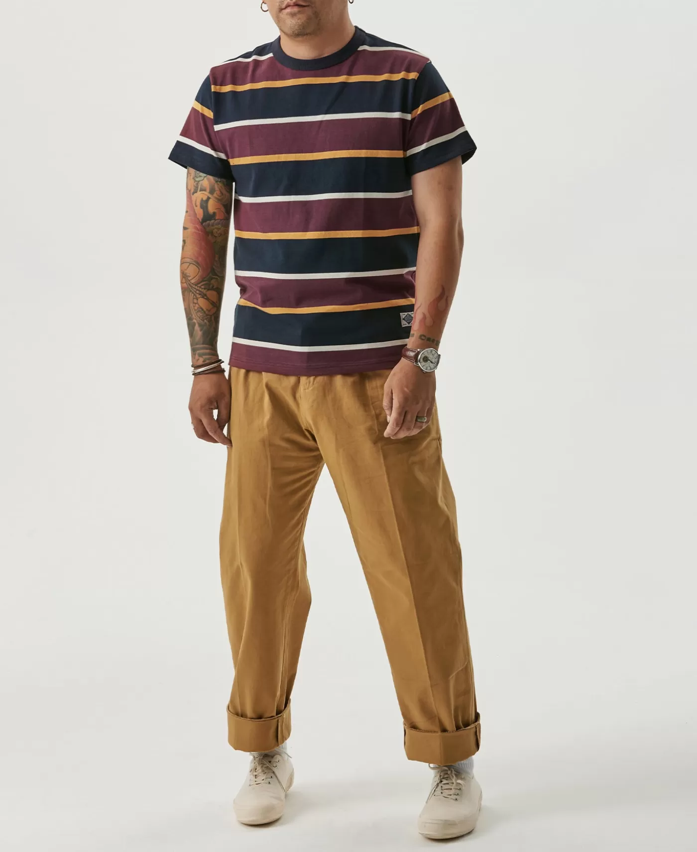 oz_ivy_style_striped_tshirt__burgundy_rednavy_2.webp Discount 9.8 oz IVY Style Striped T-Shirt - Short Sleeve T-Shirts