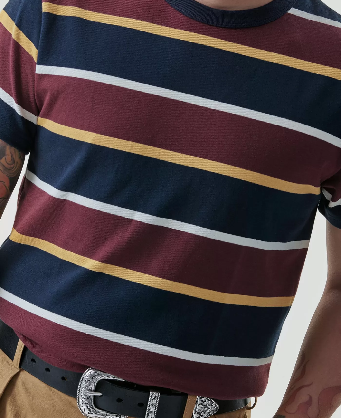 oz_ivy_style_striped_tshirt__burgundy_rednavy_4.webp Discount 9.8 oz IVY Style Striped T-Shirt - Short Sleeve T-Shirts