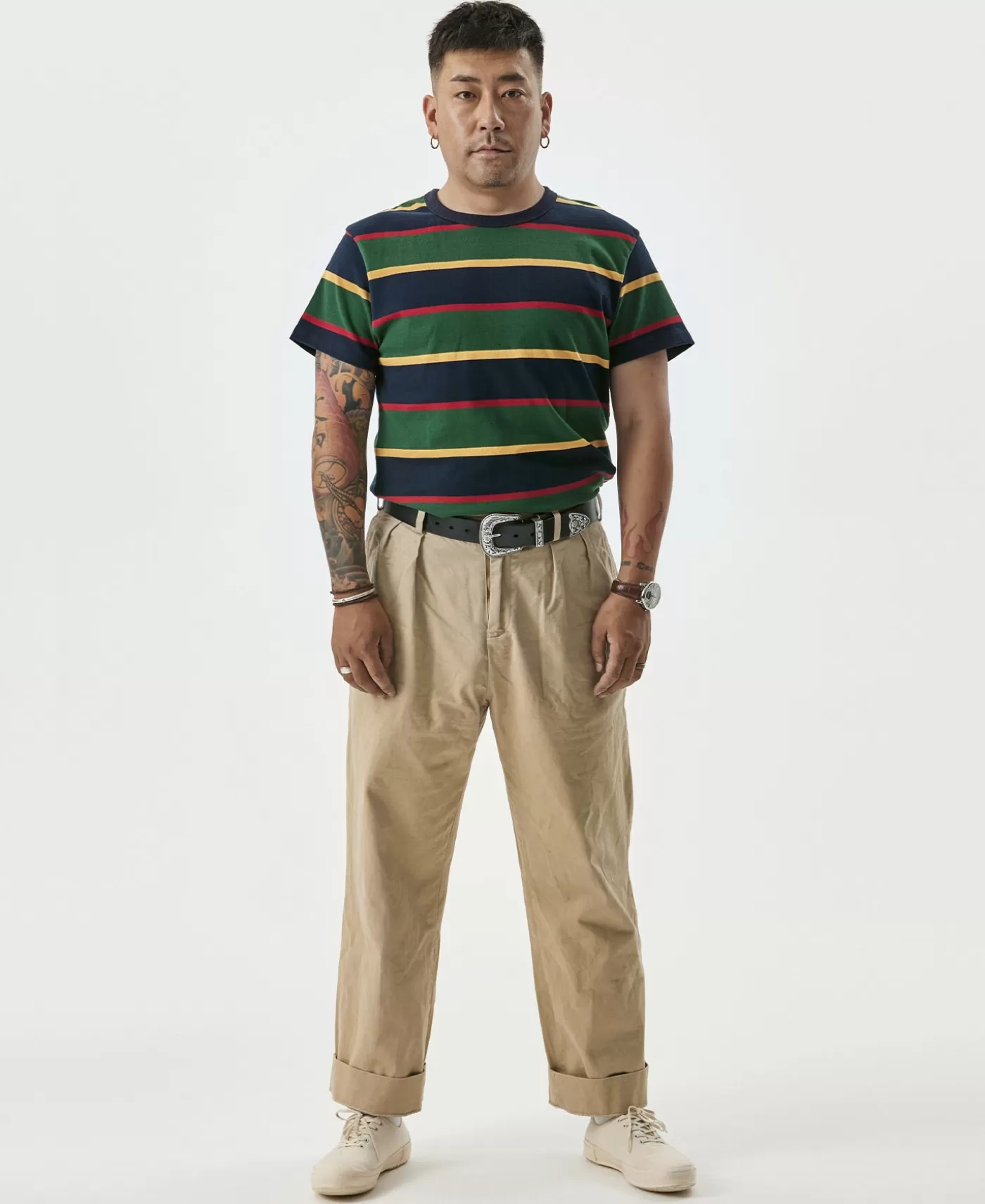 oz_ivy_style_striped_tshirt__navygreen_2.webp Hot 9.8 oz IVY Style Striped T-Shirt - Short Sleeve T-Shirts