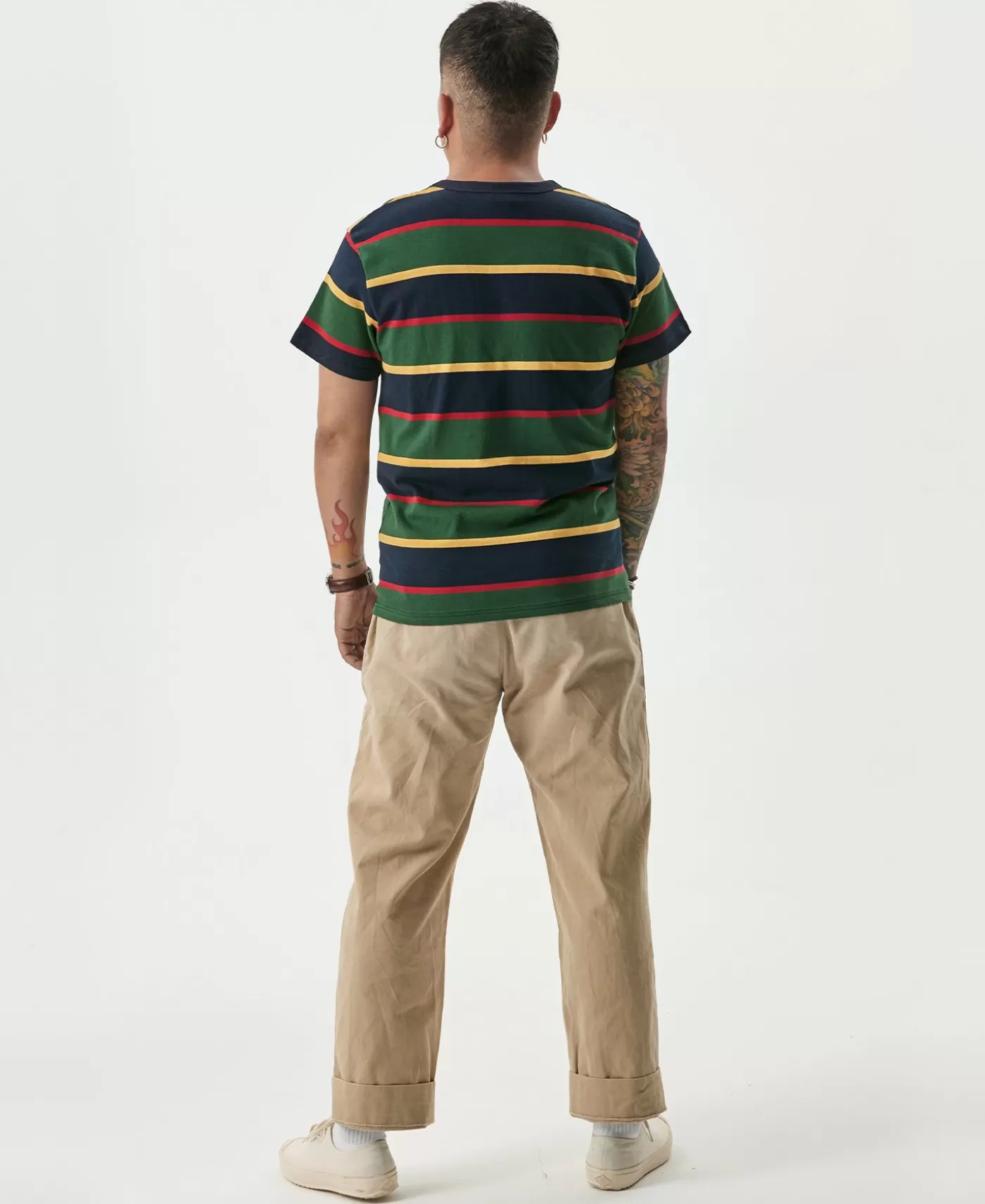 oz_ivy_style_striped_tshirt__navygreen_3.webp Hot 9.8 oz IVY Style Striped T-Shirt - Short Sleeve T-Shirts