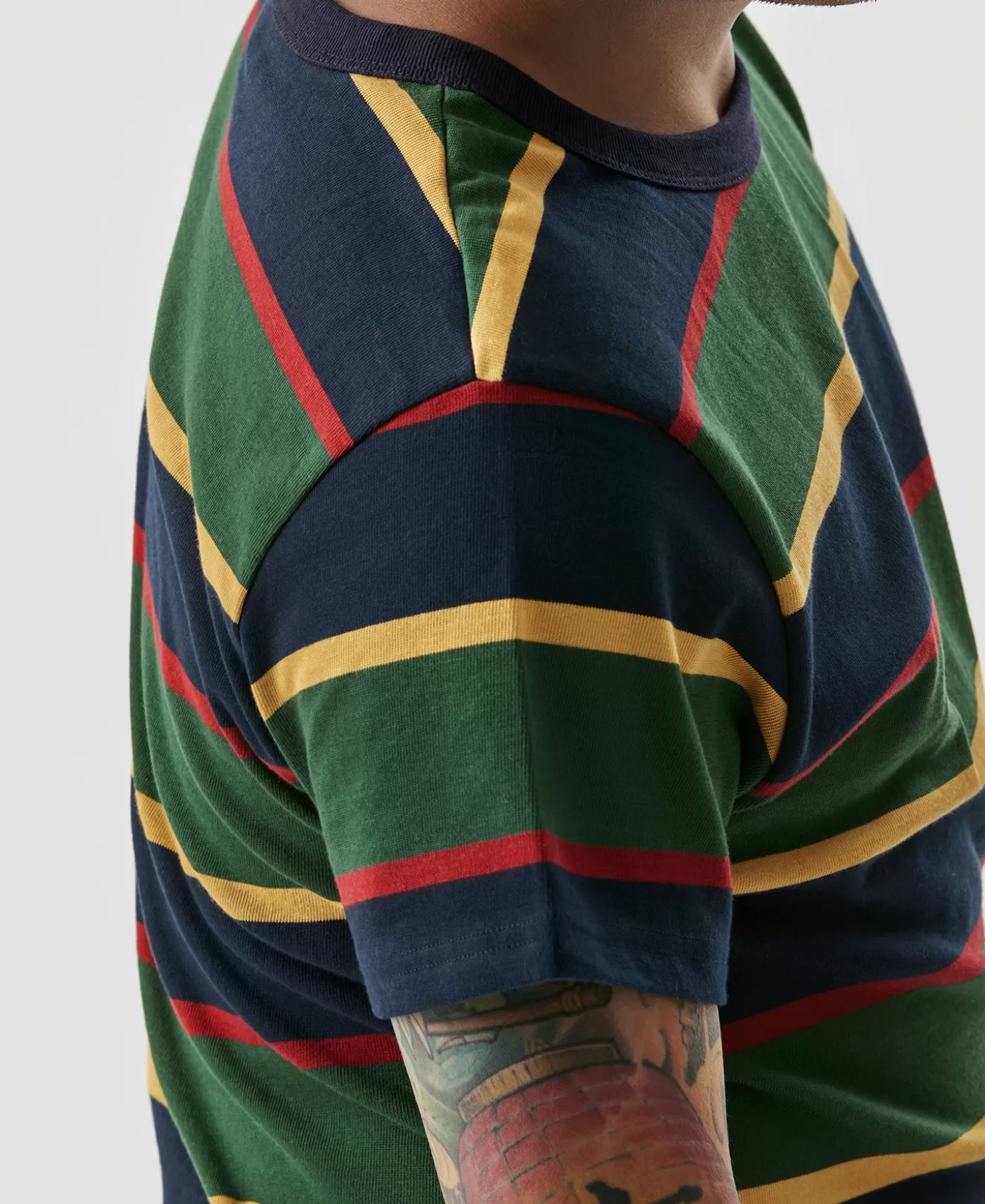 oz_ivy_style_striped_tshirt__navygreen_6.webp Hot 9.8 oz IVY Style Striped T-Shirt - Short Sleeve T-Shirts
