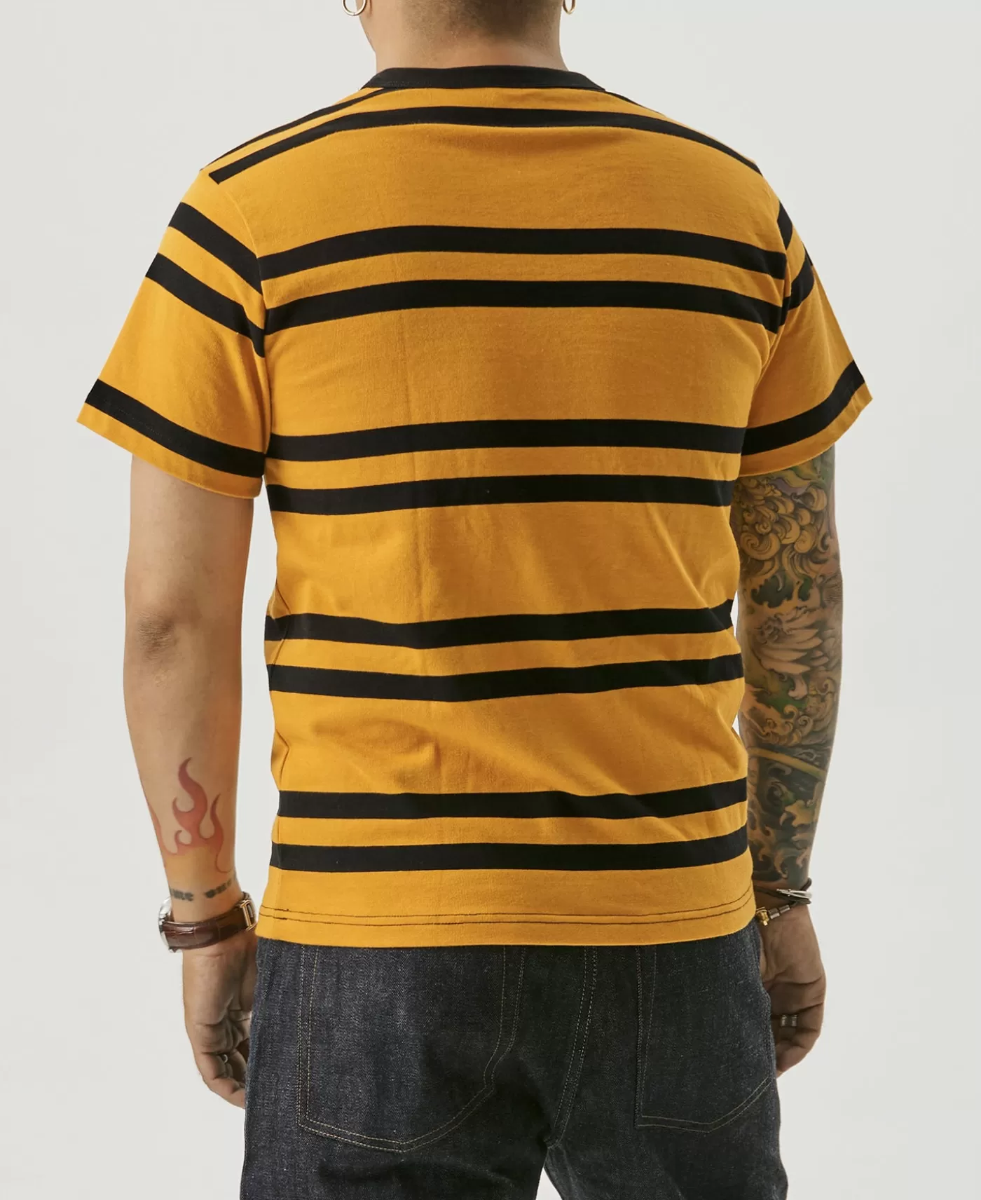 oz_ivy_style_striped_tshirt__yellowblack_4.webp Hot 9.8 oz IVY Style Striped T-Shirt - Short Sleeve T-Shirts