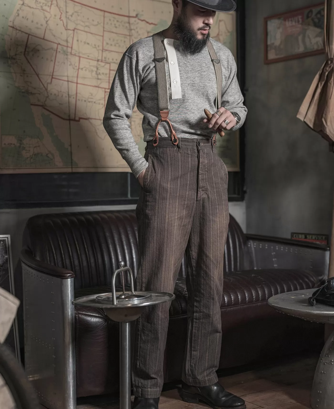 oz_side_closing_henley_shirt__gray_2.webp New 14 oz Side Closing Henley Shirt - Long Sleeve T-Shirts | Henleys