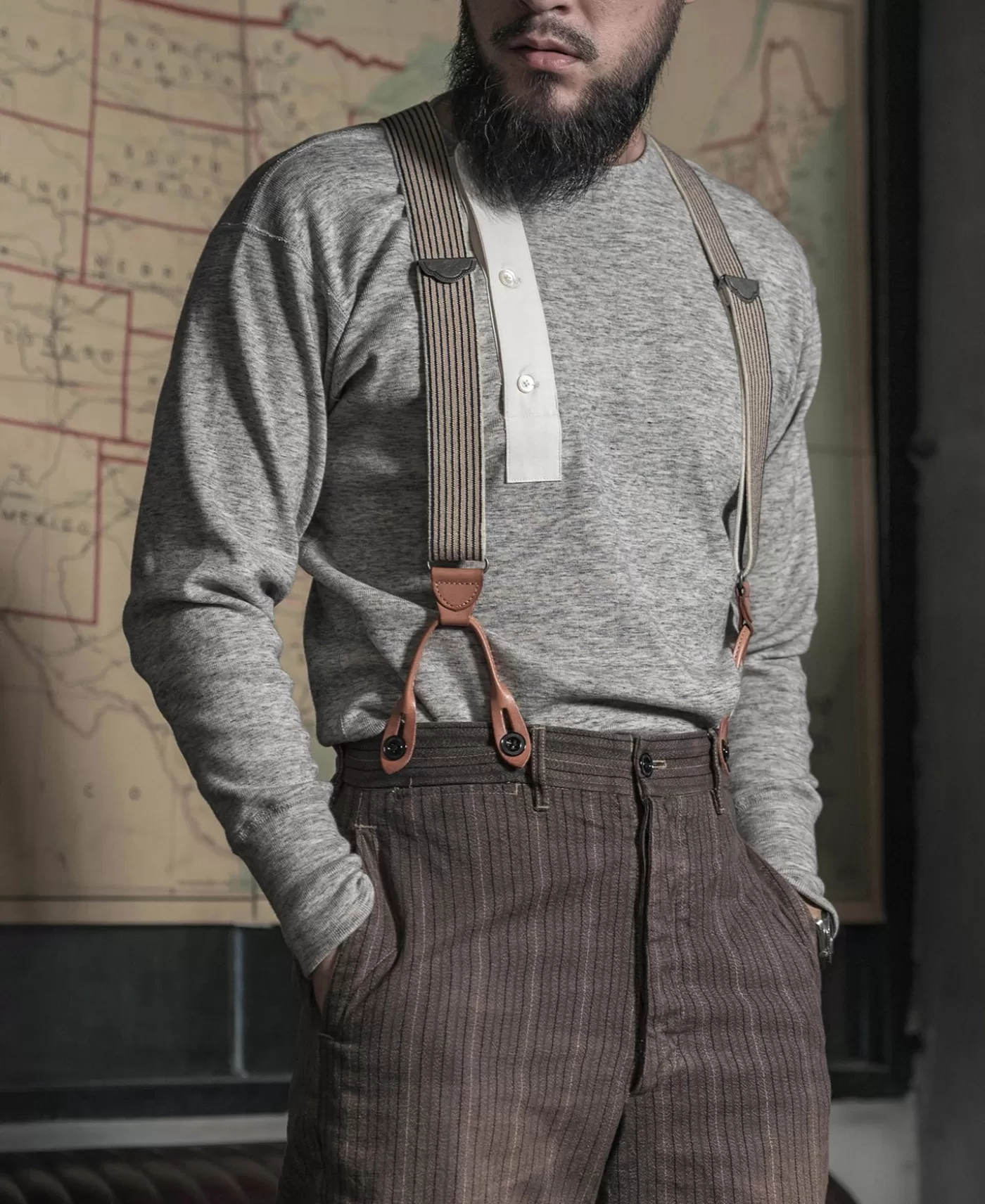 oz_side_closing_henley_shirt__gray_3.webp New 14 oz Side Closing Henley Shirt - Long Sleeve T-Shirts | Henleys