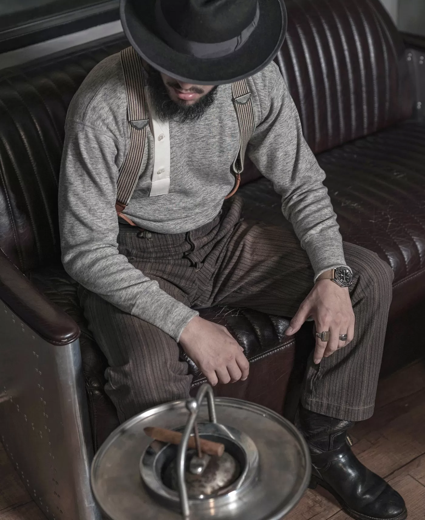 oz_side_closing_henley_shirt__gray_5.webp New 14 oz Side Closing Henley Shirt - Long Sleeve T-Shirts | Henleys