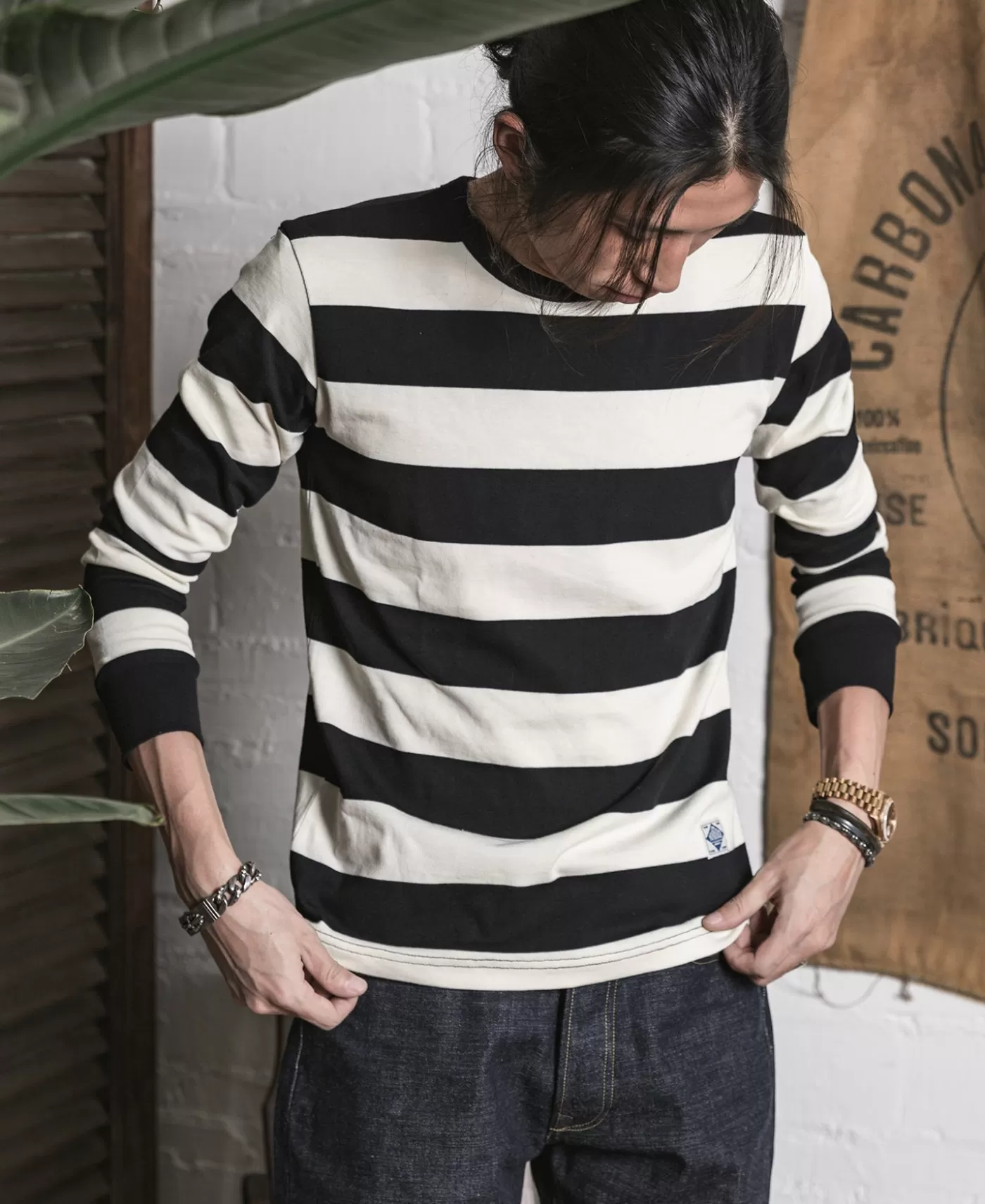 oz_wide_striped_long_sleeve_tshirt_3.webp Best 9 oz Wide Striped Long Sleeve T-Shirt Long Sleeve T-Shirts
