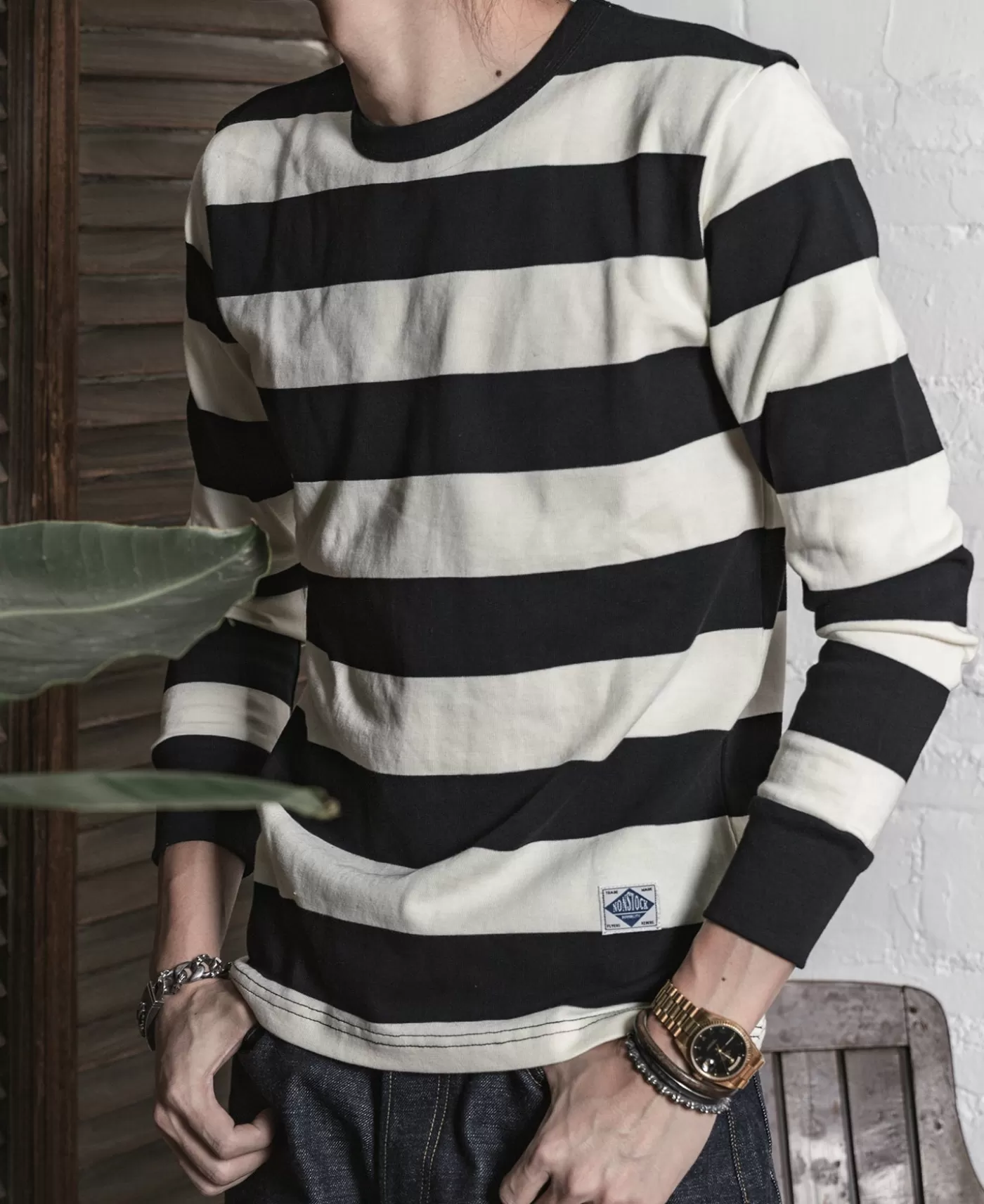 oz_wide_striped_long_sleeve_tshirt_4.webp Best 9 oz Wide Striped Long Sleeve T-Shirt Long Sleeve T-Shirts