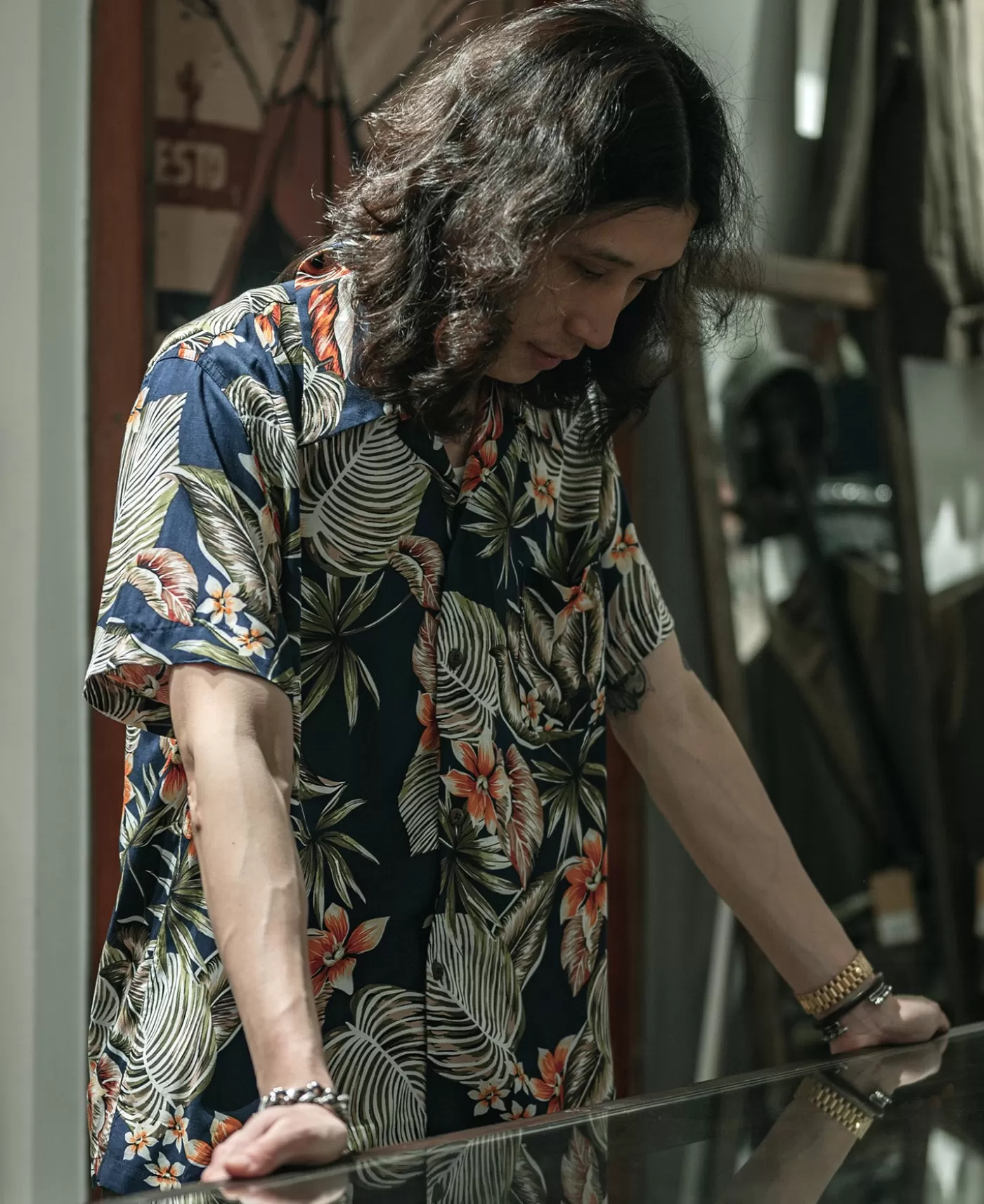 plants__flowers_pattern_aloha_shirt__navy_5.webp Discount Plants & Flowers Pattern Aloha Shirt - Hawaiian Shirts | Short Sleeve Shirts