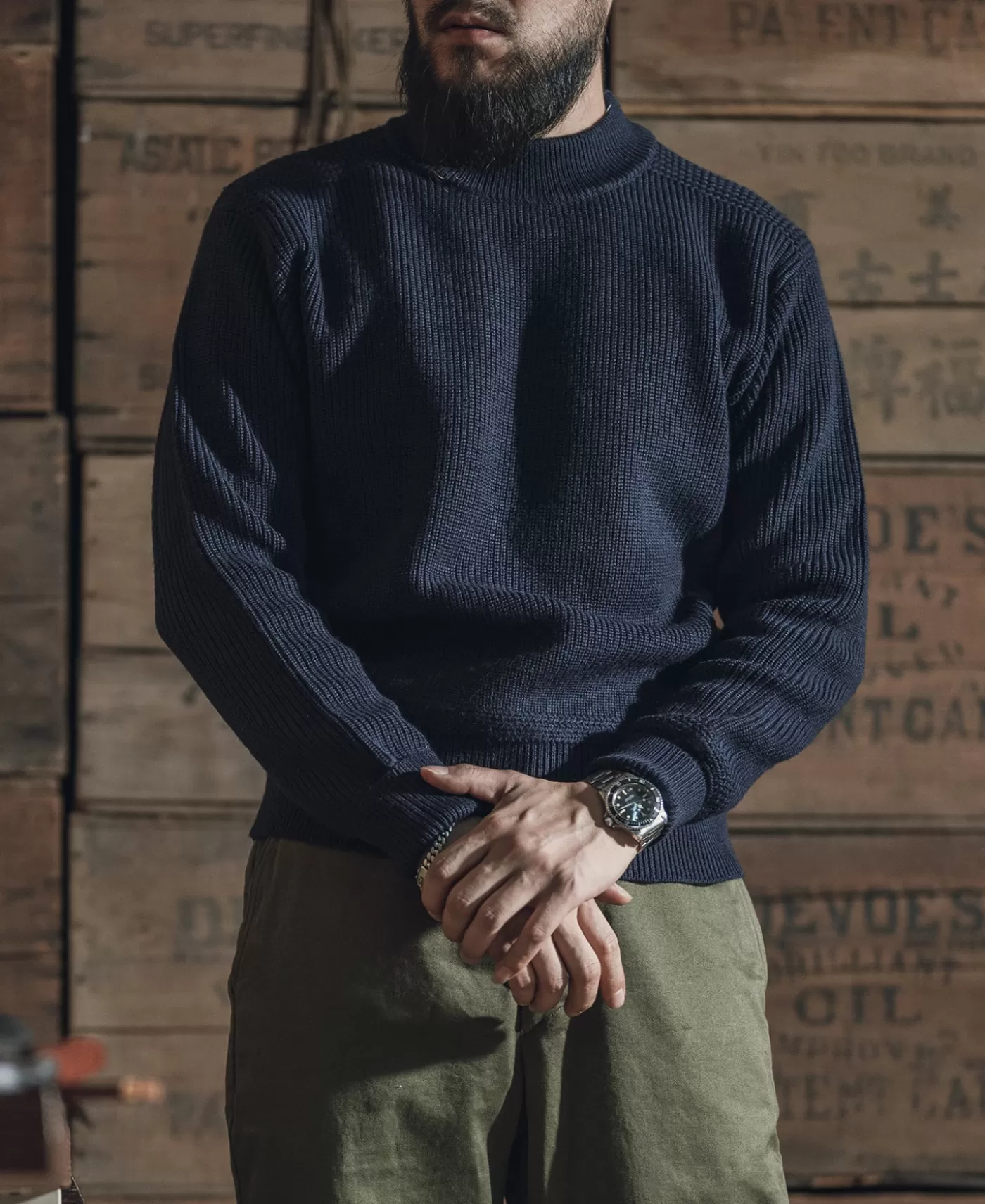prewar_model_usn_woolen_sweater__navy_2.webp Hot Pre-War Model USN Woolen Sweater - Knitwear
