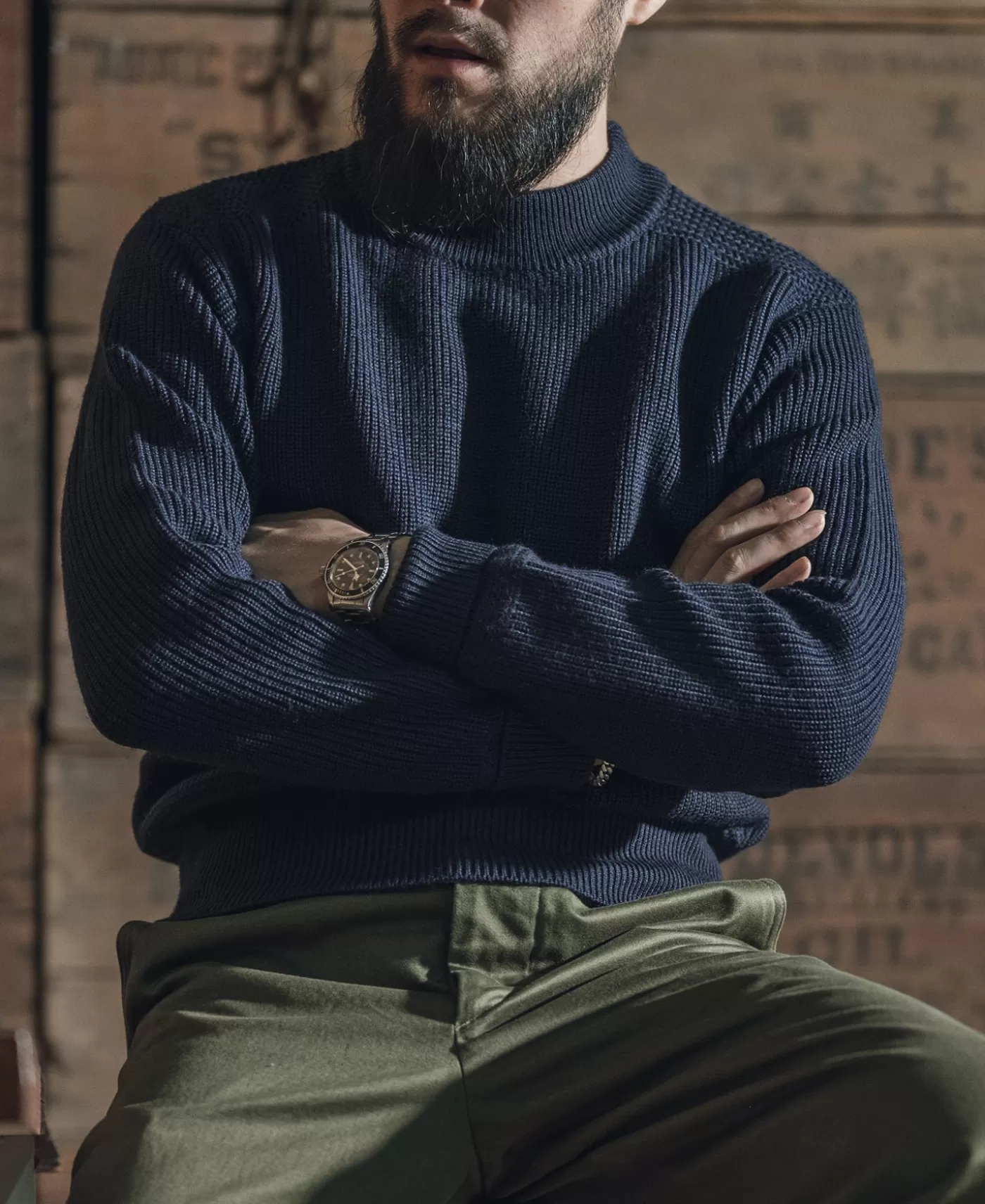 prewar_model_usn_woolen_sweater__navy_3.webp Hot Pre-War Model USN Woolen Sweater - Knitwear