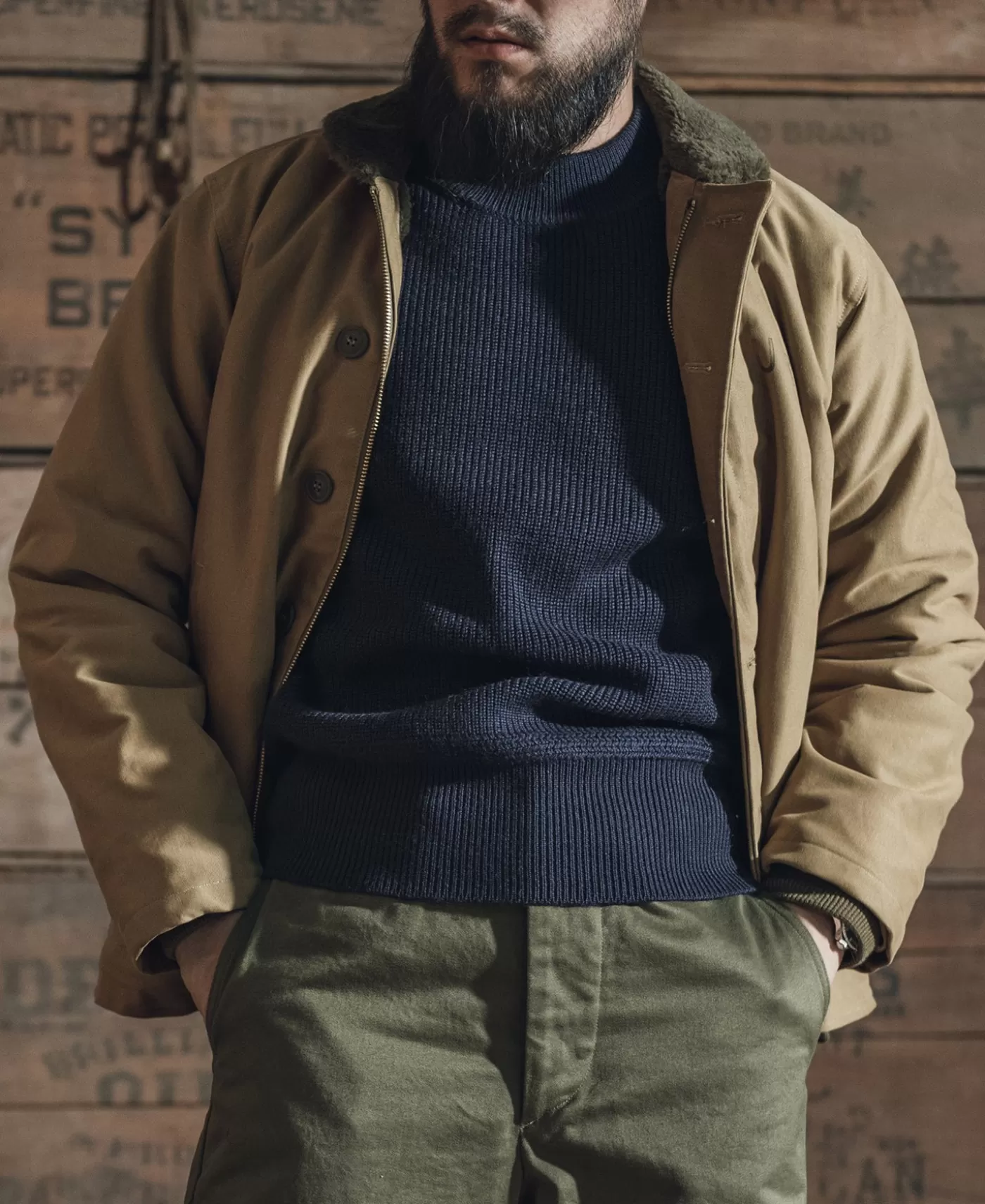 prewar_model_usn_woolen_sweater__navy_4.webp Hot Pre-War Model USN Woolen Sweater - Knitwear