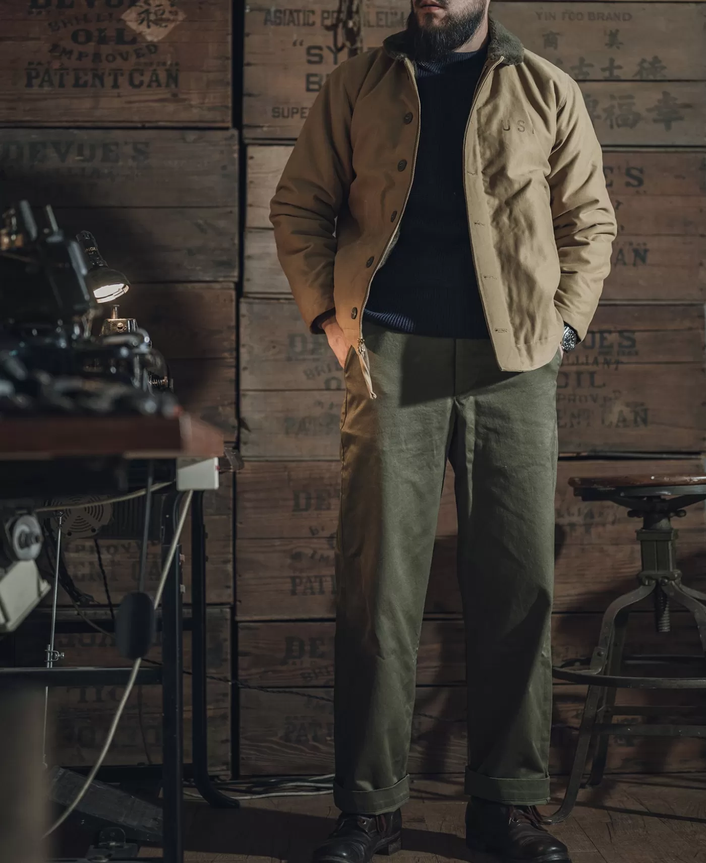 prewar_model_usn_woolen_sweater__navy_5.webp Hot Pre-War Model USN Woolen Sweater - Knitwear