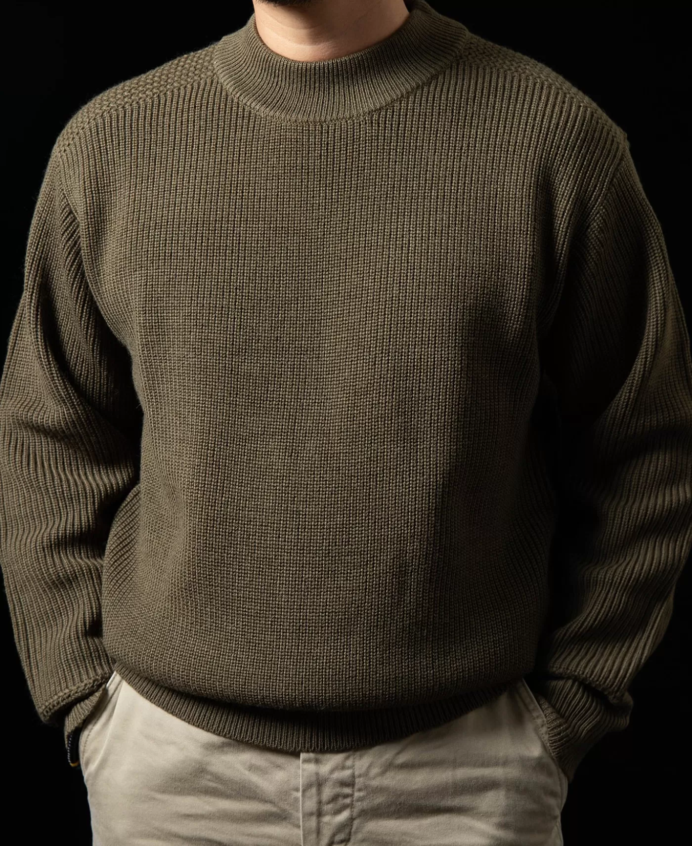 prewar_model_usn_woolen_sweater__olive_2.webp Shop Pre-War Model USN Woolen Sweater - Knitwear