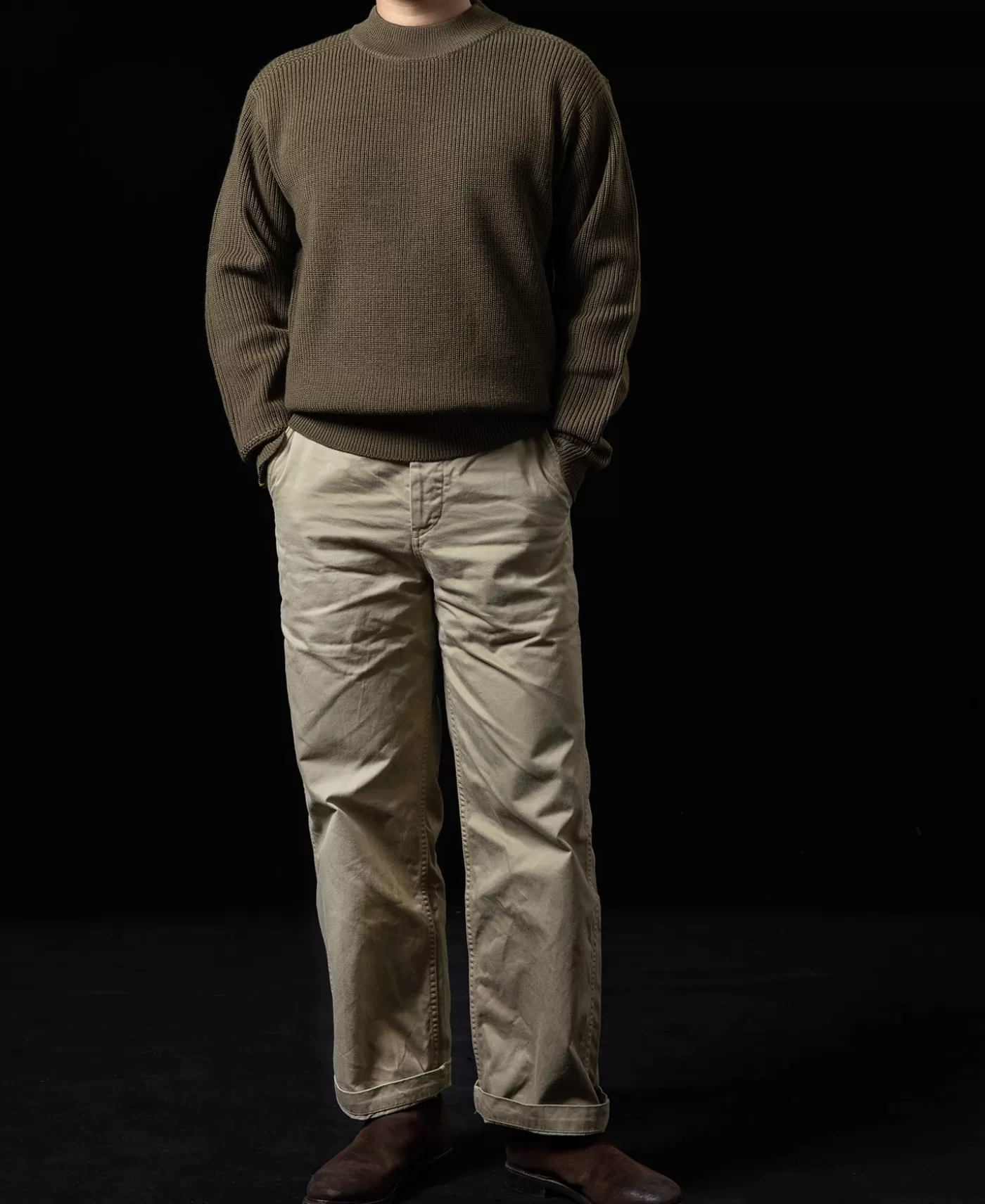 prewar_model_usn_woolen_sweater__olive_6.webp Shop Pre-War Model USN Woolen Sweater - Knitwear