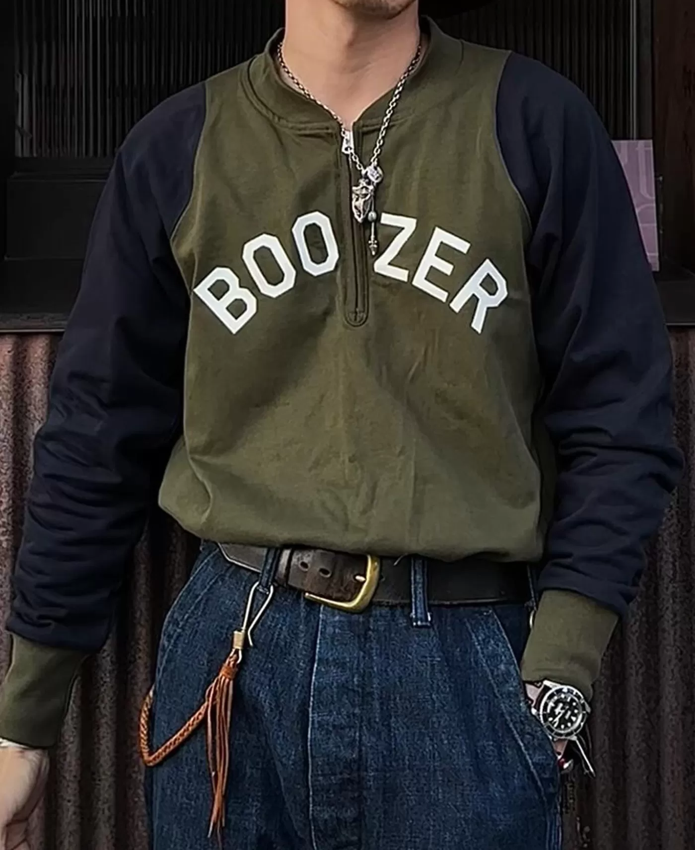 quarterzip_rider_printed_long_sleeve_tshirt__olive_2.webp Outlet Quarter-Zip Rider Printed Long Sleeve T-Shirt - Long Sleeve T-Shirts | Graphic T-Shirts