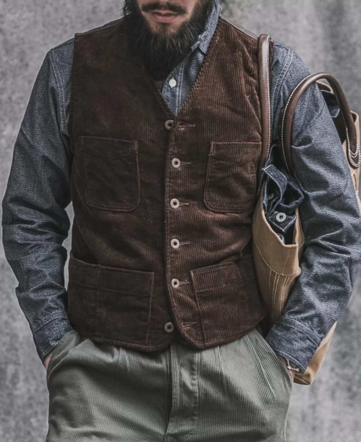 s_corduroy_hunting_vest__dark_brown_5.webp Best Sale 1930s Corduroy Hunting Vest - Vests