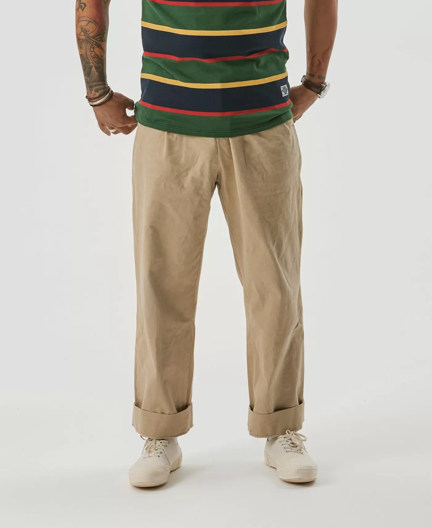 s_ivy_style_double_pleated_chino_trousers__khaki_2.webp Online 1930s IVY Style Double Pleated Chino Trousers - Pants & Trousers