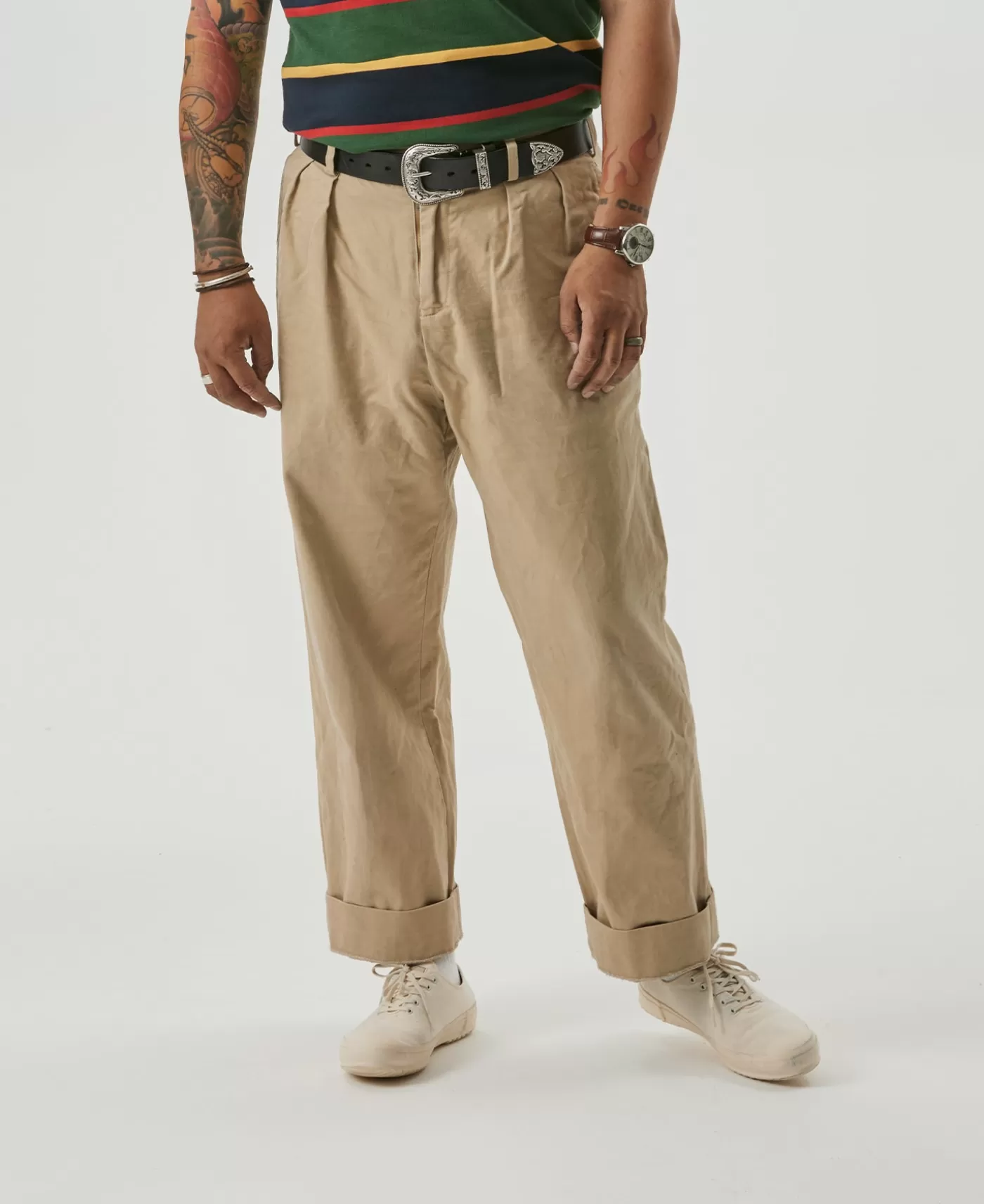s_ivy_style_double_pleated_chino_trousers__khaki_3.webp Online 1930s IVY Style Double Pleated Chino Trousers - Pants & Trousers