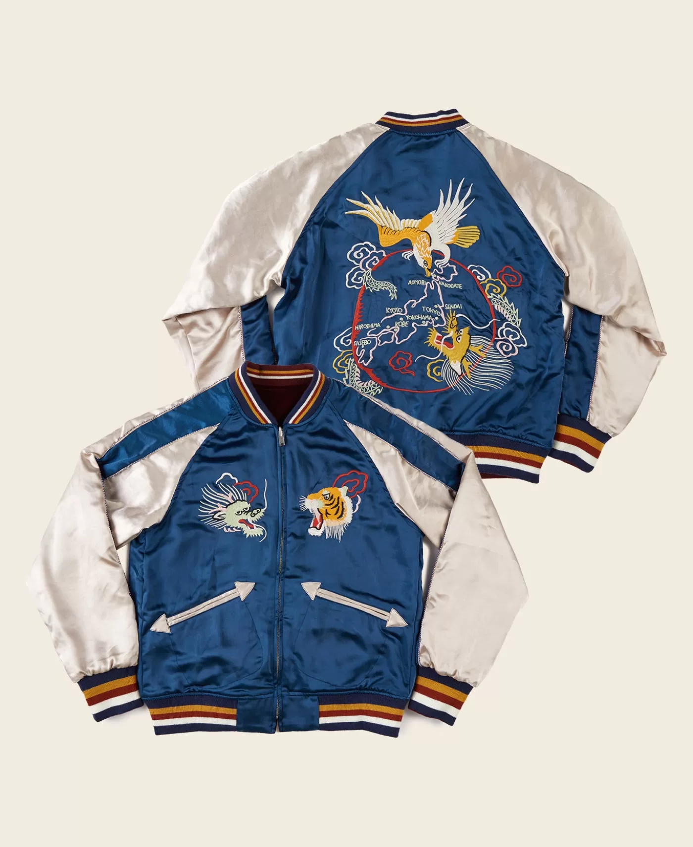Shop 1950s Reversible Acetate Souvenir Jacket - Dragon Tiger Falcon Jackets & Coats