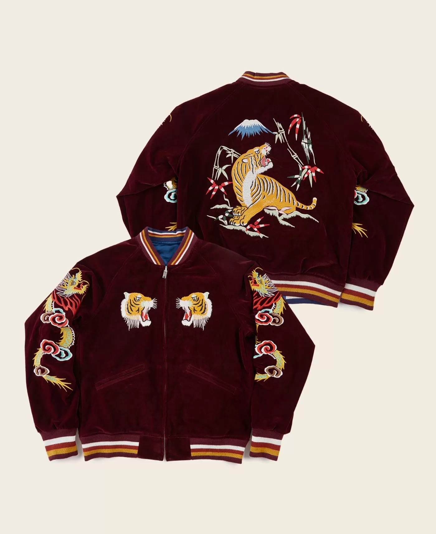 Shop 1950s Reversible Acetate Souvenir Jacket - Dragon Tiger Falcon Jackets & Coats