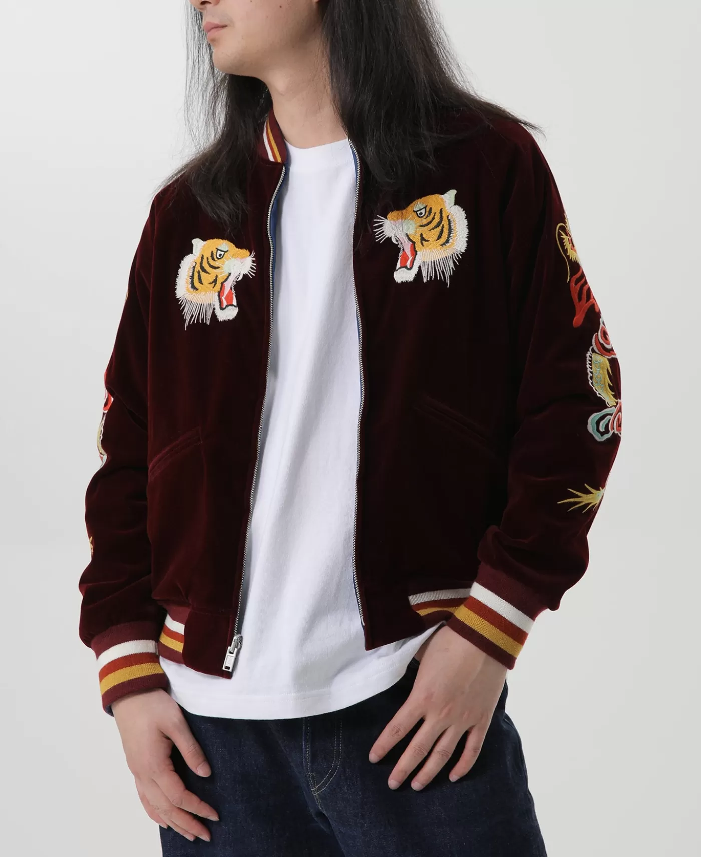 s_reversible_acetate_souvenir_jacket__dragon_tiger_falcon_7.webp Shop 1950s Reversible Acetate Souvenir Jacket - Dragon Tiger Falcon Jackets & Coats