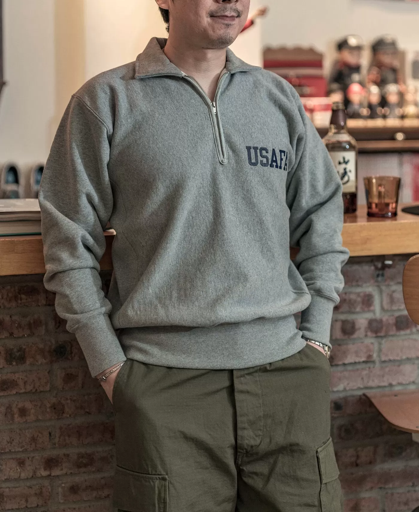 s_usafa_reverse_weave_halfzip_sweatshirt__gray_5.webp Sale 1950s USAFA Reverse Weave Half-Zip Sweatshirt - Sweatshirts & Hoodies