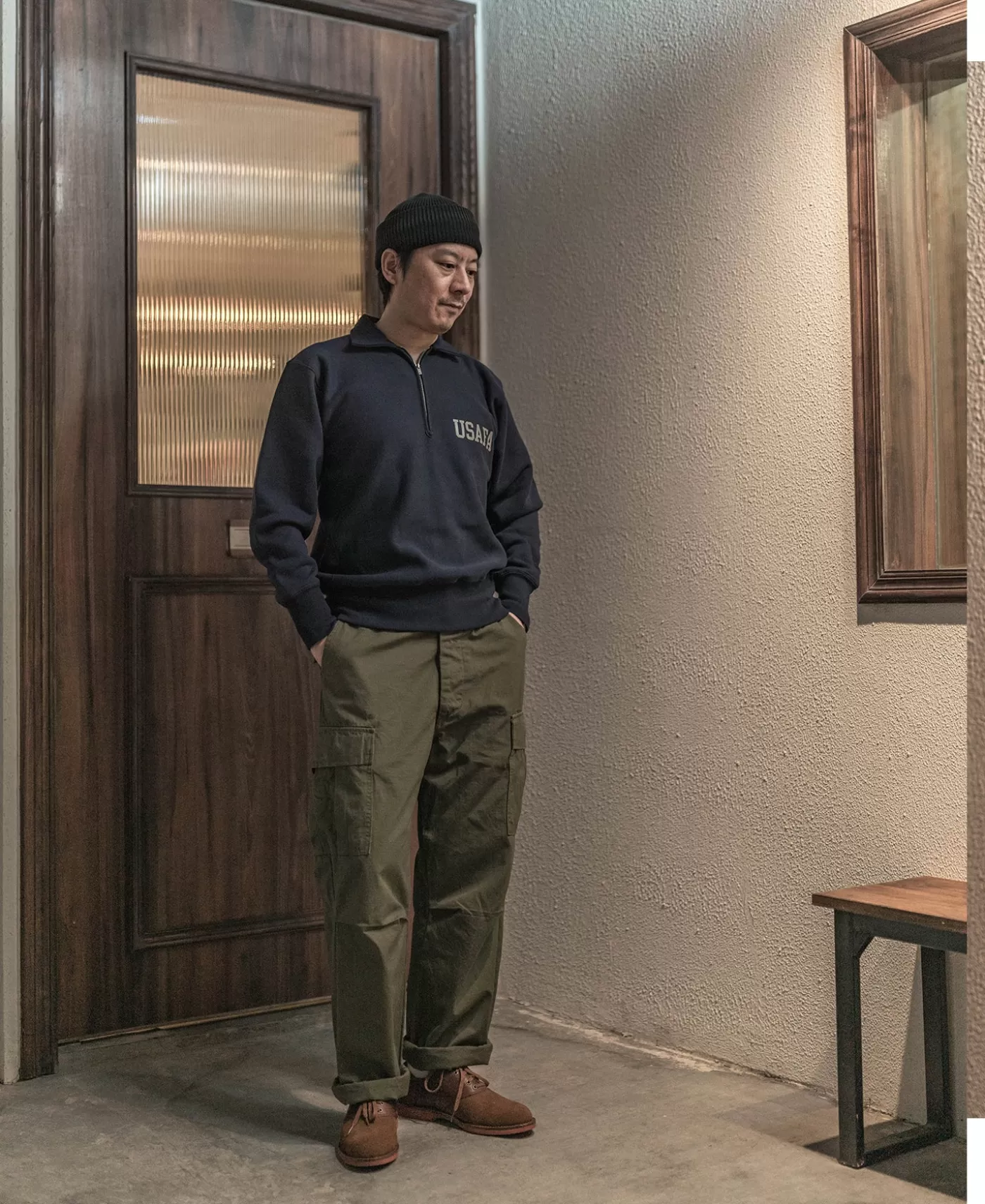 s_usafa_reverse_weave_halfzip_sweatshirt__navy_2.webp Fashion 1950s USAFA Reverse Weave Half-Zip Sweatshirt - Sweatshirts & Hoodies