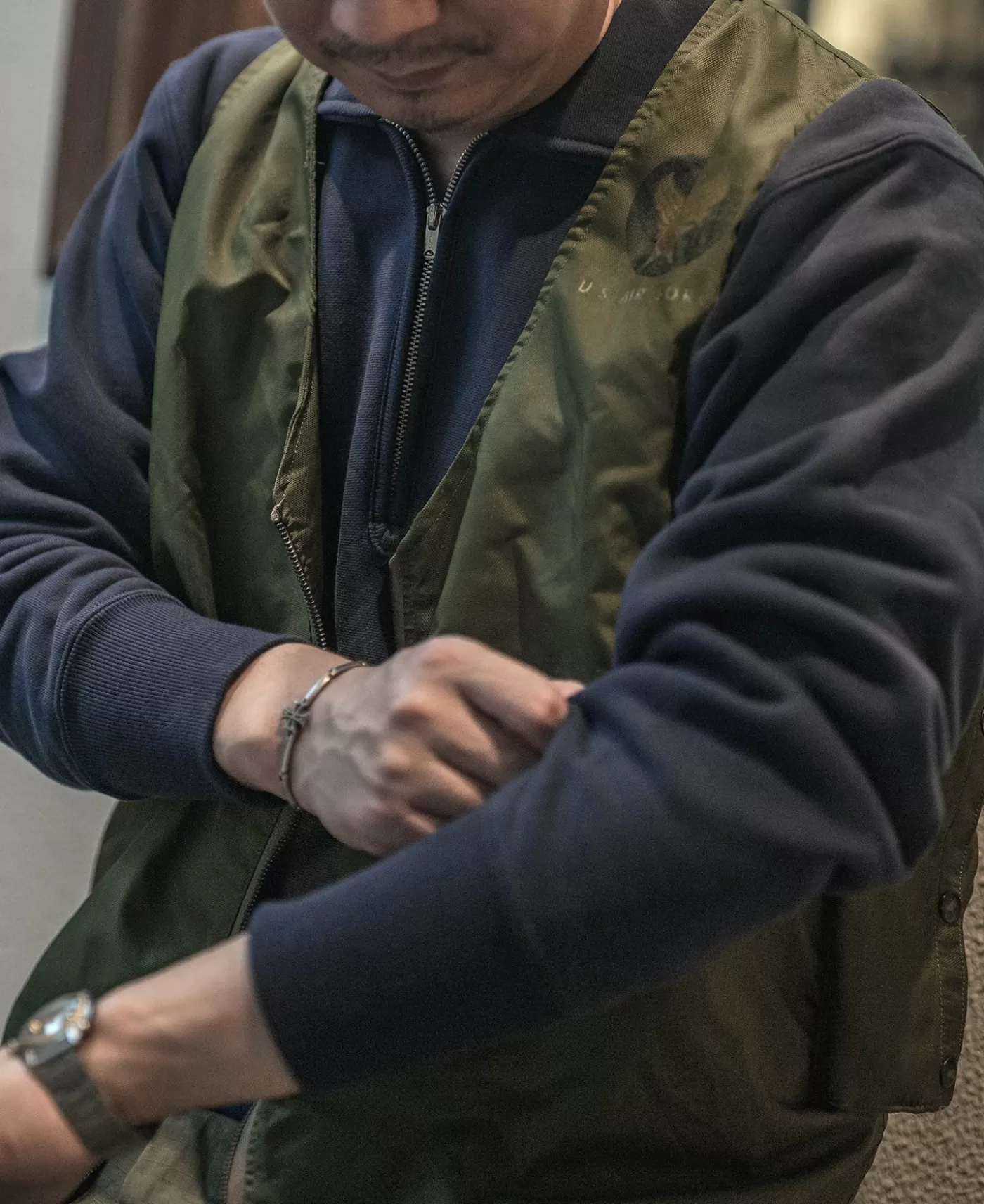 s_usafa_reverse_weave_halfzip_sweatshirt__navy_7.webp Fashion 1950s USAFA Reverse Weave Half-Zip Sweatshirt - Sweatshirts & Hoodies