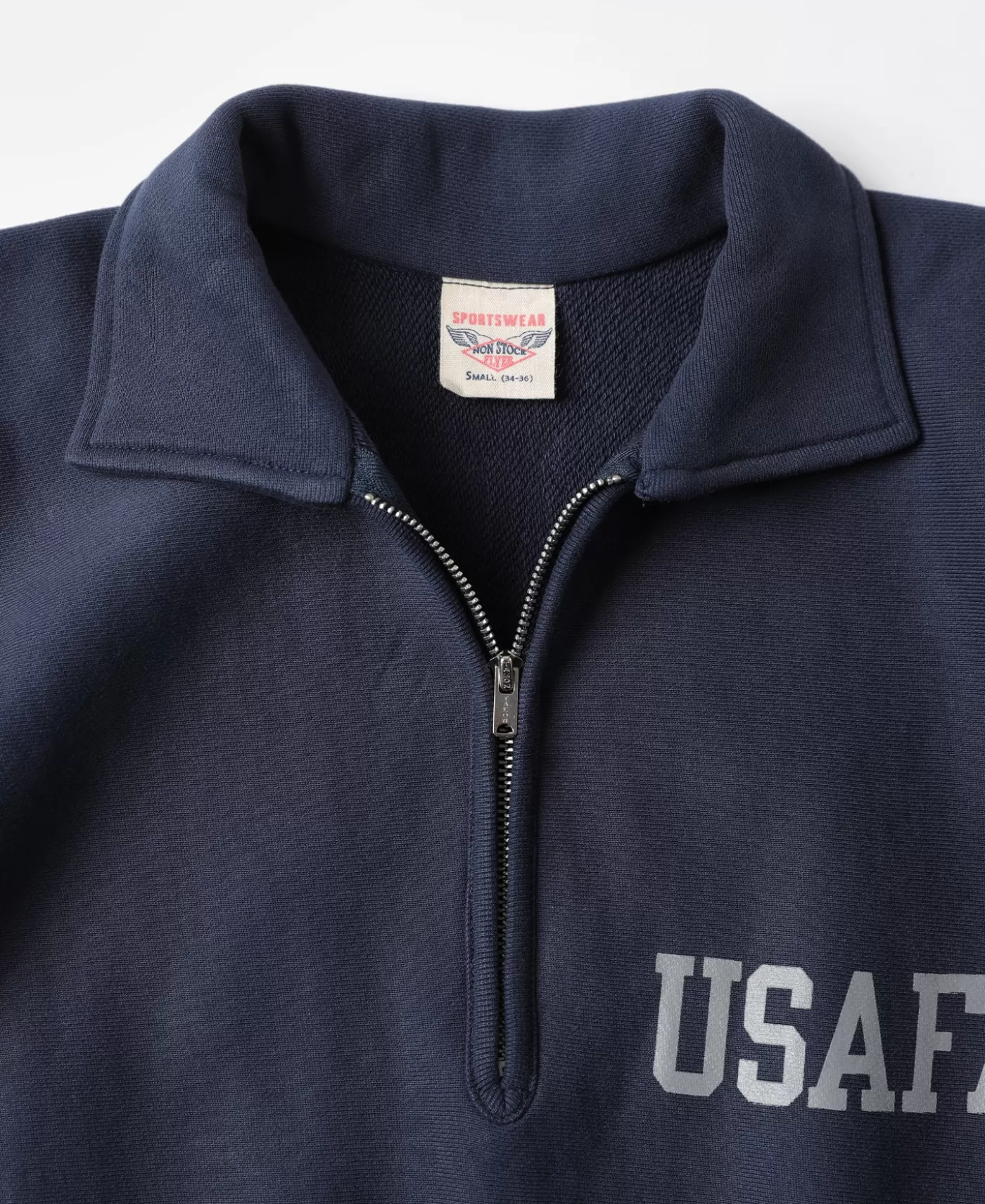 s_usafa_reverse_weave_halfzip_sweatshirt__navy_8.webp Fashion 1950s USAFA Reverse Weave Half-Zip Sweatshirt - Sweatshirts & Hoodies