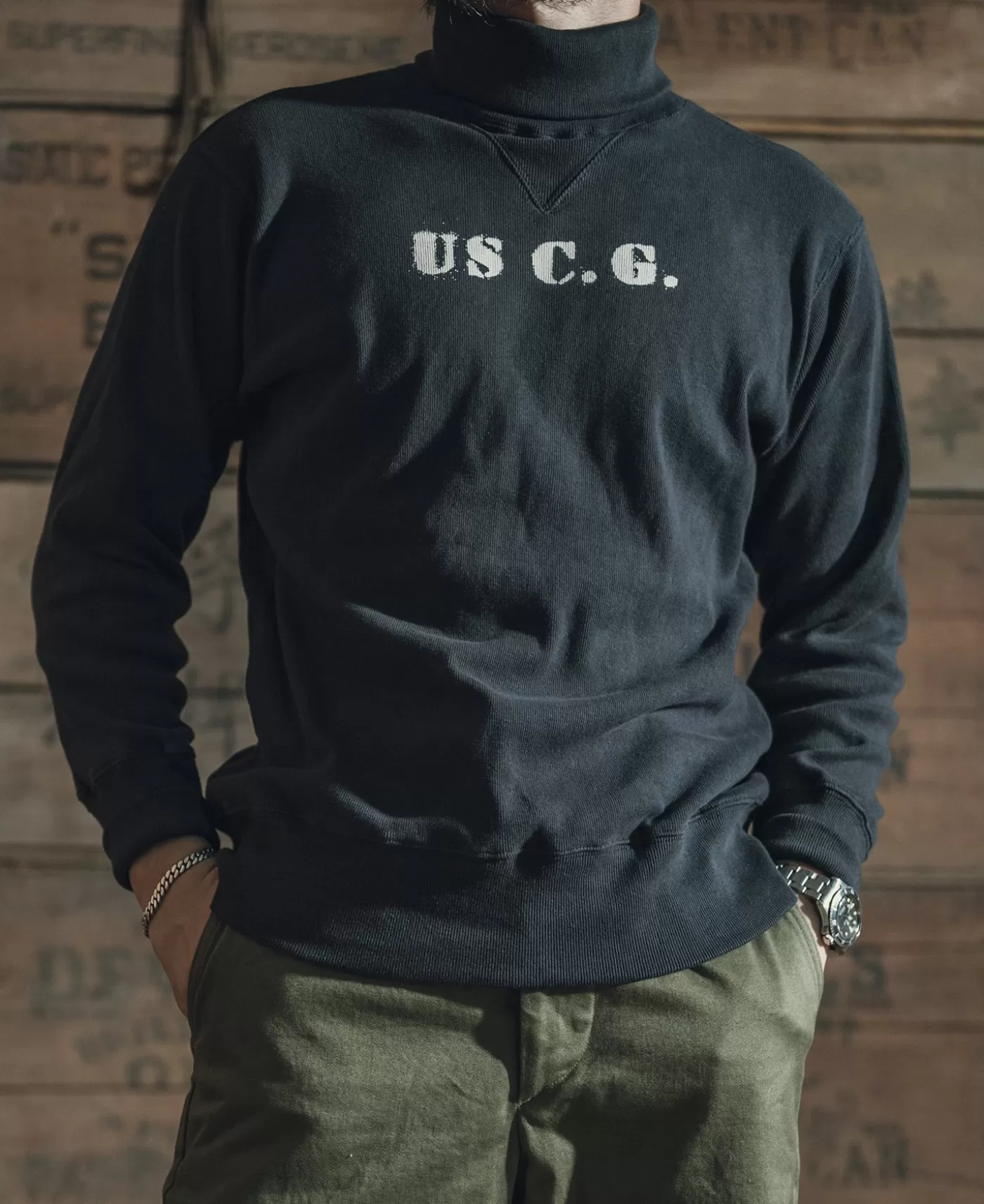 s_uscg_turtleneck_thermal__black_2.webp Best Sale 1930s USCG Turtleneck Thermal - Long Sleeve T-Shirts | Underwear